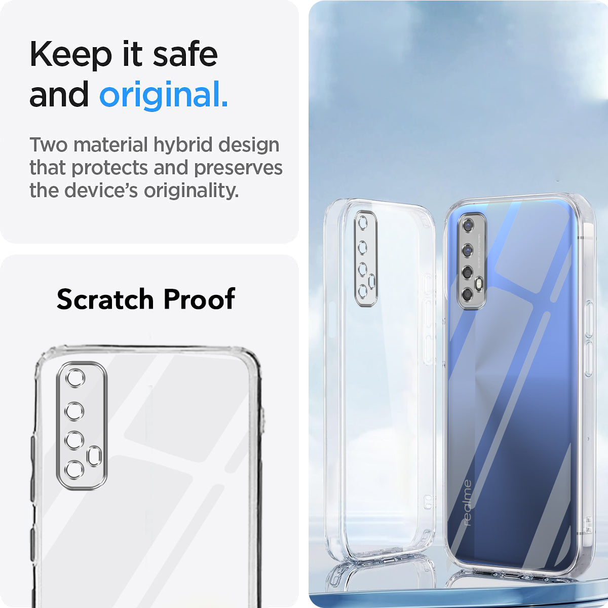 For Realme 7 Back Cover Case (Clear Shockproof Case with Camera Protection | Soft and Flexible | Transparent)