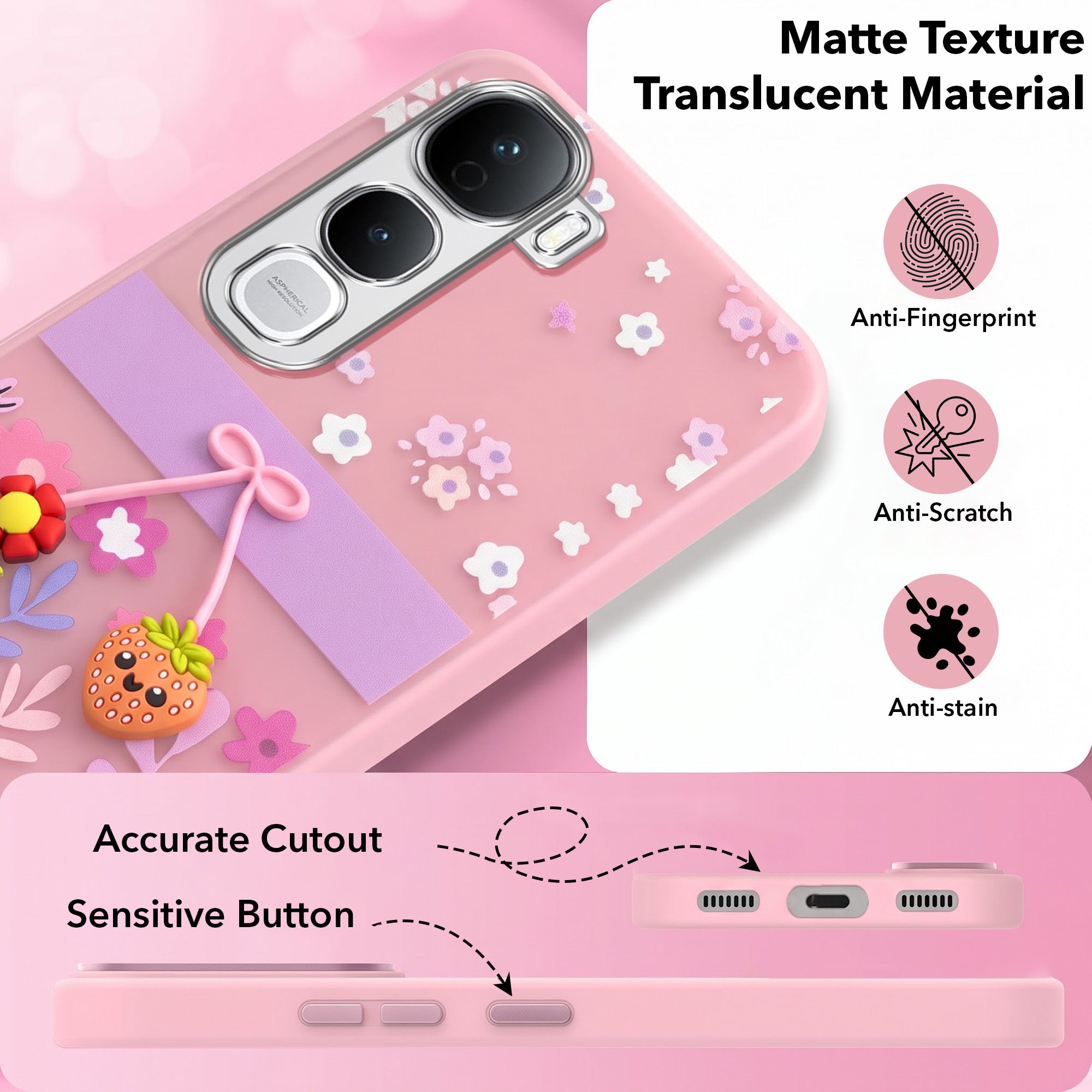 For Vivo Y400 Pro Back Cover Case (3D Cute Cartoons | Hard Back Side Soft | Matte Premium Finish | HD Printing)