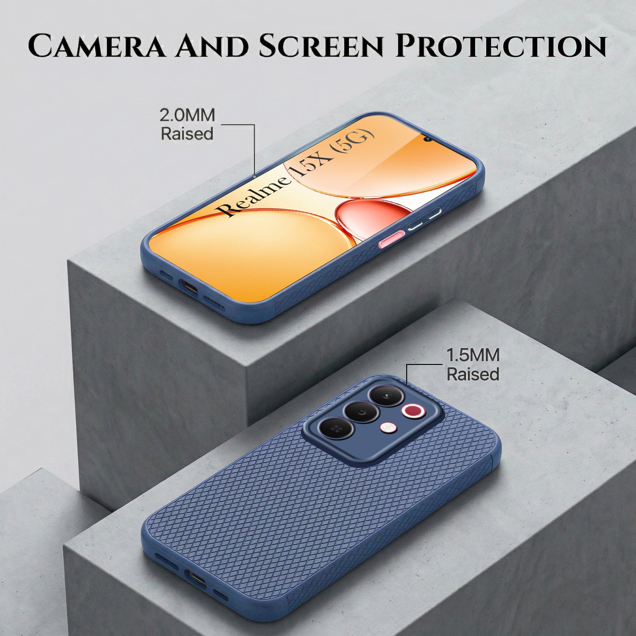 For Realme 15X Combo with Back Cover and 9H Tempered Glass (Liquid Silicone | Camera Protection | Oleophobic Coating Screen Glass)