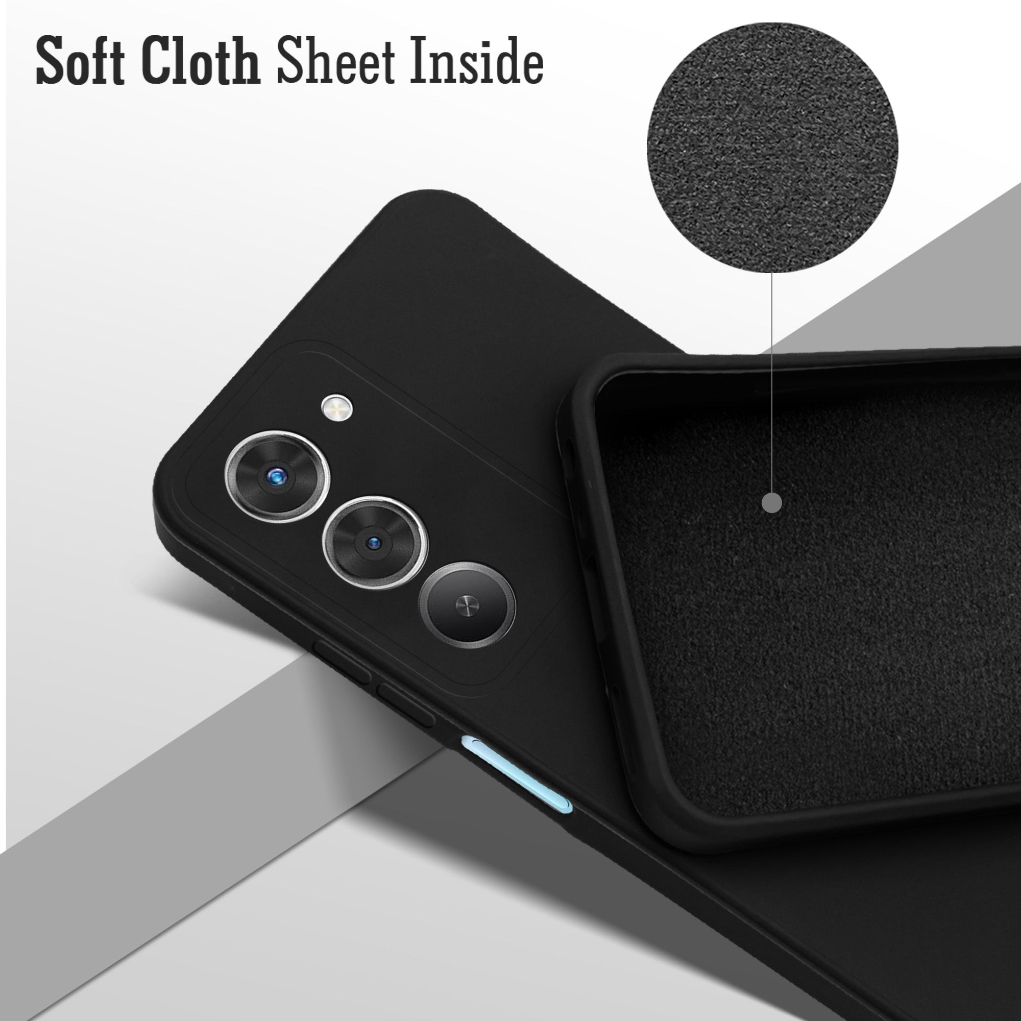 For Redmi 15 Back Cover Case (Matte Finish Silicone with Inside Fiber Cloth)