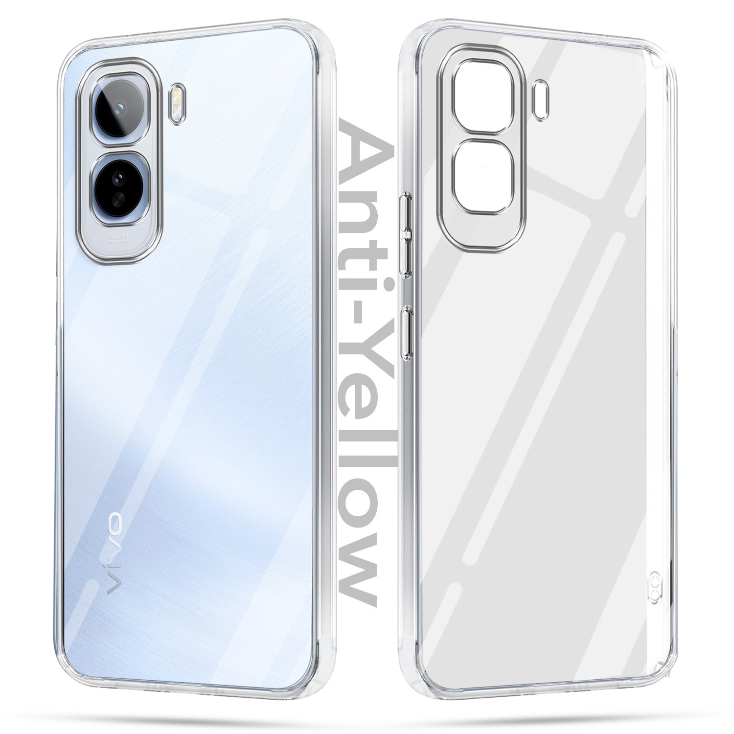 For Vivo T5 Pro 5G Combo with Back Cover and 9H Tempered Glass (Lifetime Anti-Yellow | Sleek Hard Crystal | Oleophobic Coating Screen Glass)