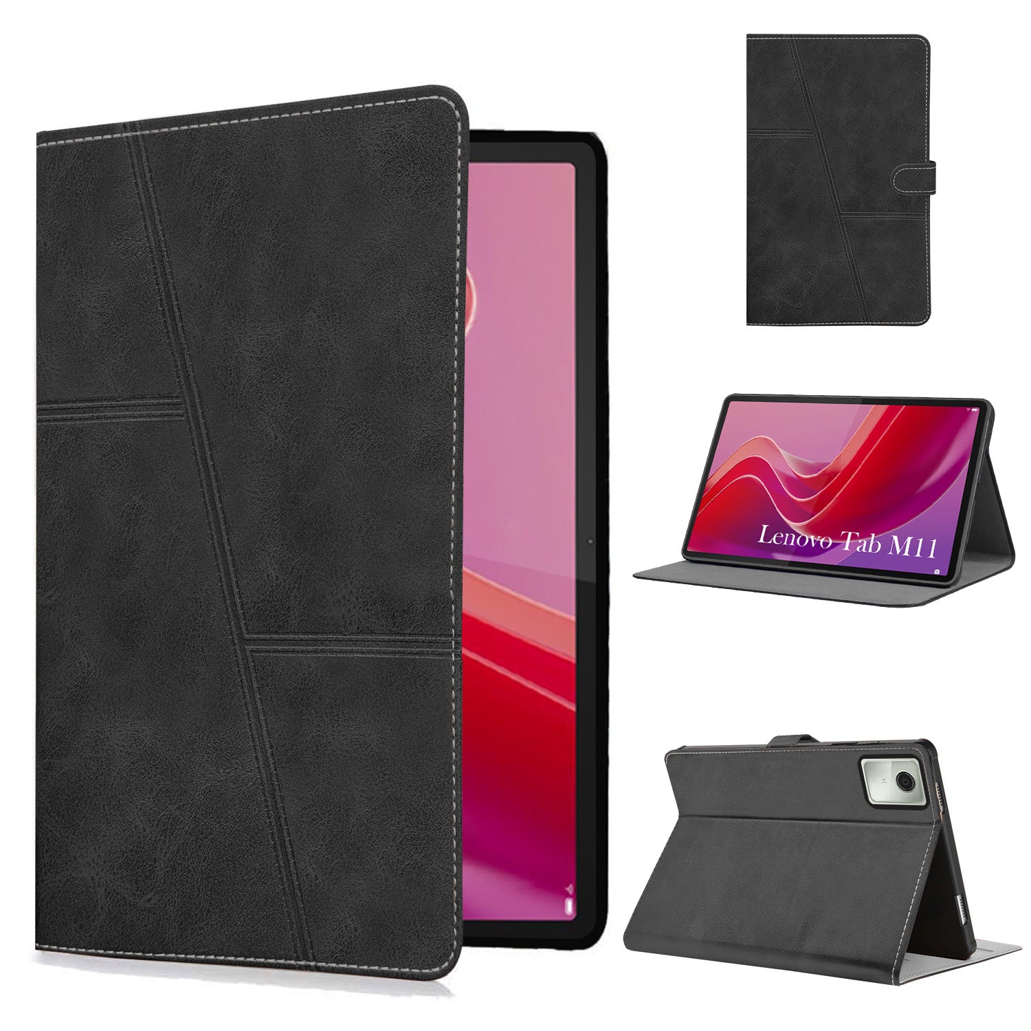 For Flip Cover Folio Case  Lenovo Tab M11 10 Inch TB330FU / TB330KU  (PU Leather | Multi-Angle Smart Stand | Card Storage Slots | Silicone Back Pouch)