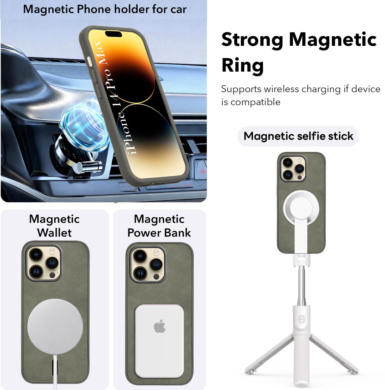For Apple iPhone 14 Pro Max Back Cover Case Leather Finish(MagSafe Compatible Wireless Charging | Soft Touch | Camera Bump Protection)