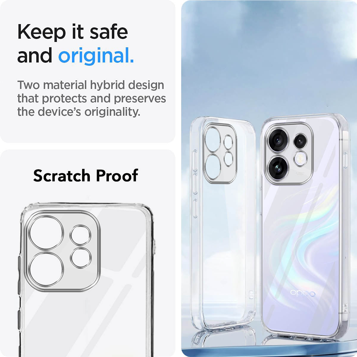 For Oppo Reno 16 Back Cover Case Silicone (Clear Shockproof Case with Camera Protection | Soft and Flexible | Transparent)