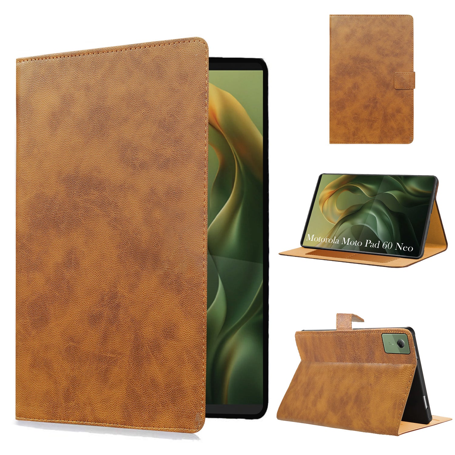For Motorola Moto Pad 60 Neo 11 Inch Flip Cover Folio Cover (PU Leather | Multi-Angle Smart Stand | Card Storage Slots | Silicone Back Pouch)