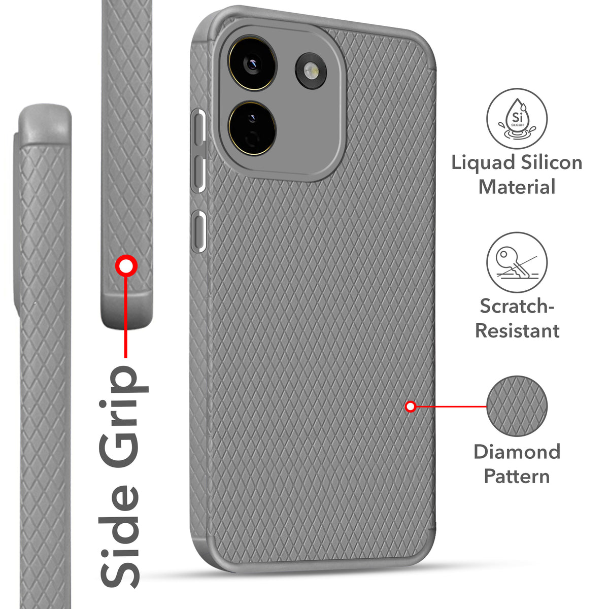 For Poco X8 Power Back Cover Case Liquid Silicone (Camera Protection | Side Grip Texture | Soft and Flexible)