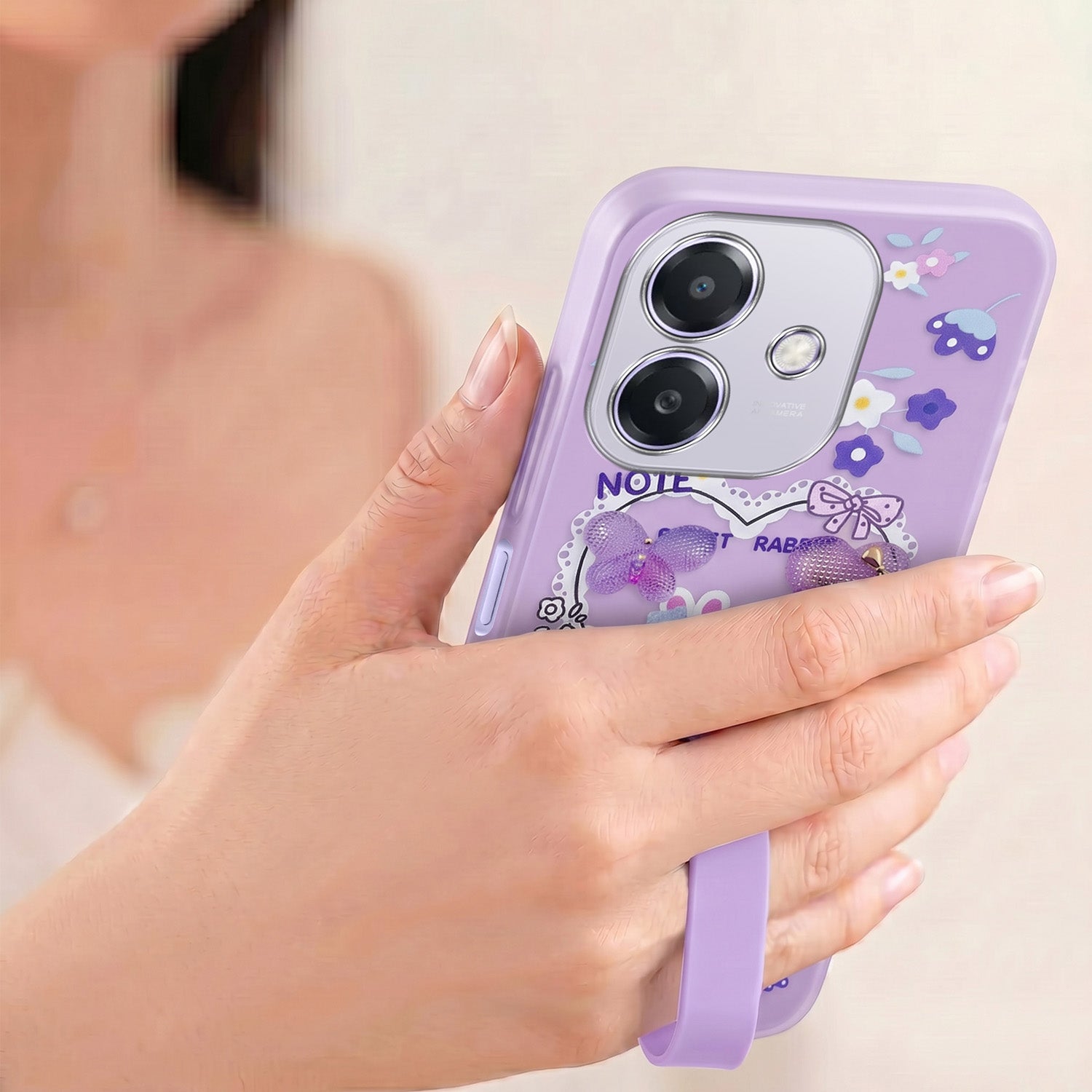 For Oppo A3X (4G/5G) | Oppo A3 5G Back Cover Case (3D Cute Heart Strap Holder | Camera Protection | Designer Girls Print)