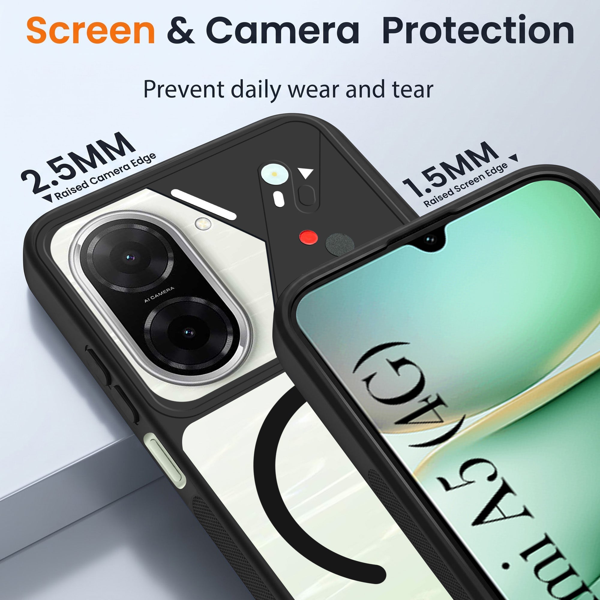For Redmi A5 4G Back Cover Case Lifetime Anti-Yellow Clear (Camera Protection | Side Grip | Wireless MagSafe Compatible)