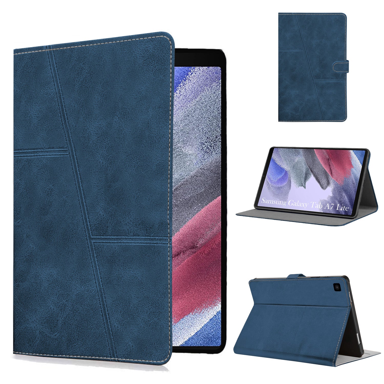 For Samsung Galaxy Tab A7 Lite 8.7 Inch SM-T225/T220/T225N/T227U Flip Cover Folio Case (PU Leather | Multi-Angle Smart Stand | Card Storage Slots | Silicone Back Pouch)