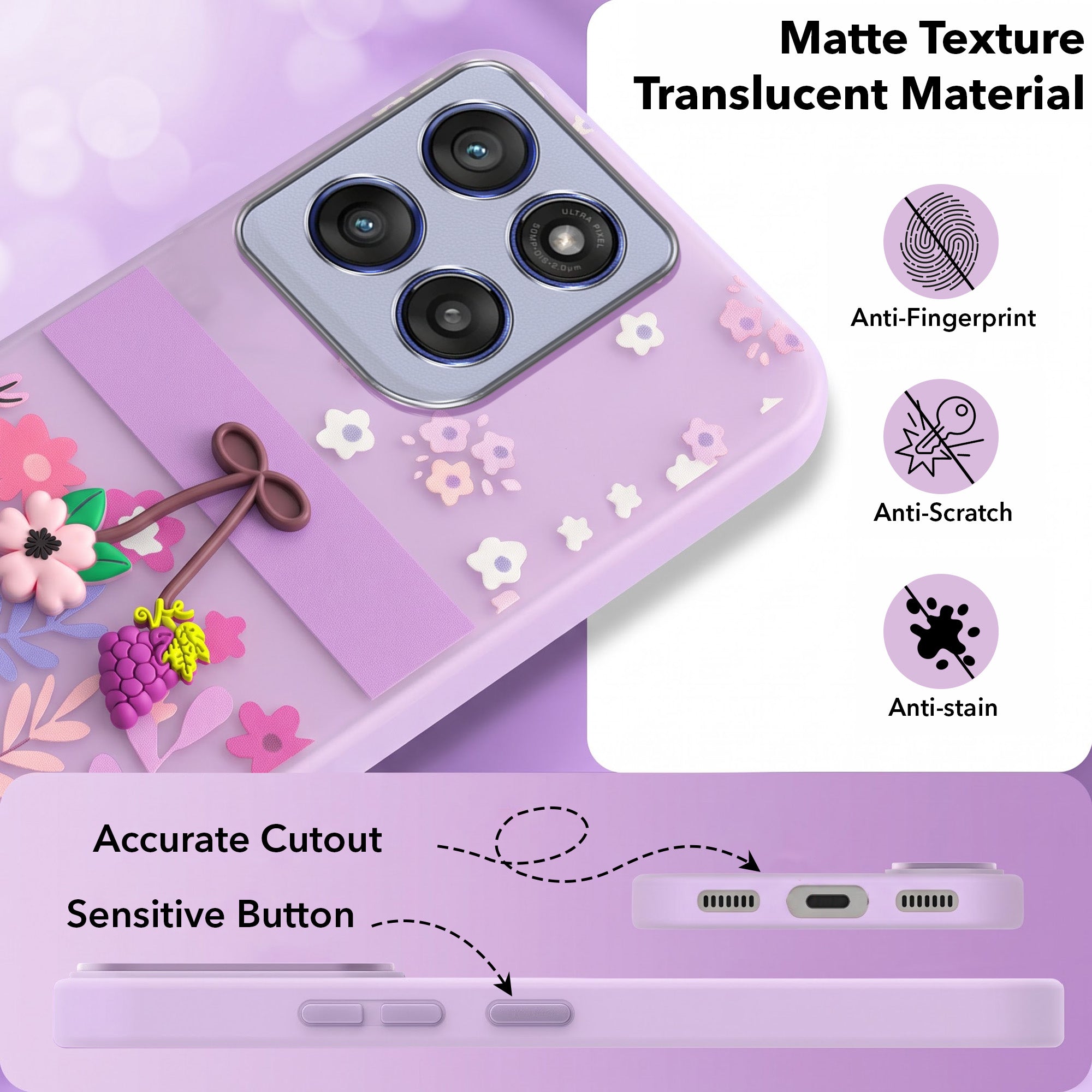 For Motorola Moto Edge 60 Stylus Back Cover Case (3D Cute Cartoons | Hard Back Side Soft | Matte Premium Finish | HD Printing)