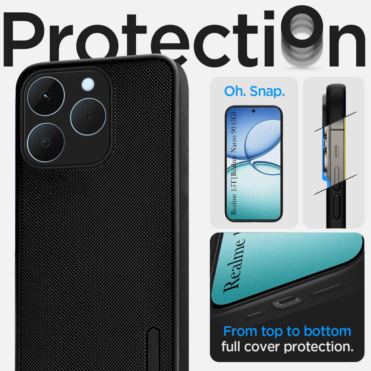 For Realme 15T | Realme Narzo 90 Back Cover Case (Textured Grip Design | Micro-Fiber Cloth Inside | Slim and Light Weight | Soft Touch and Feel)