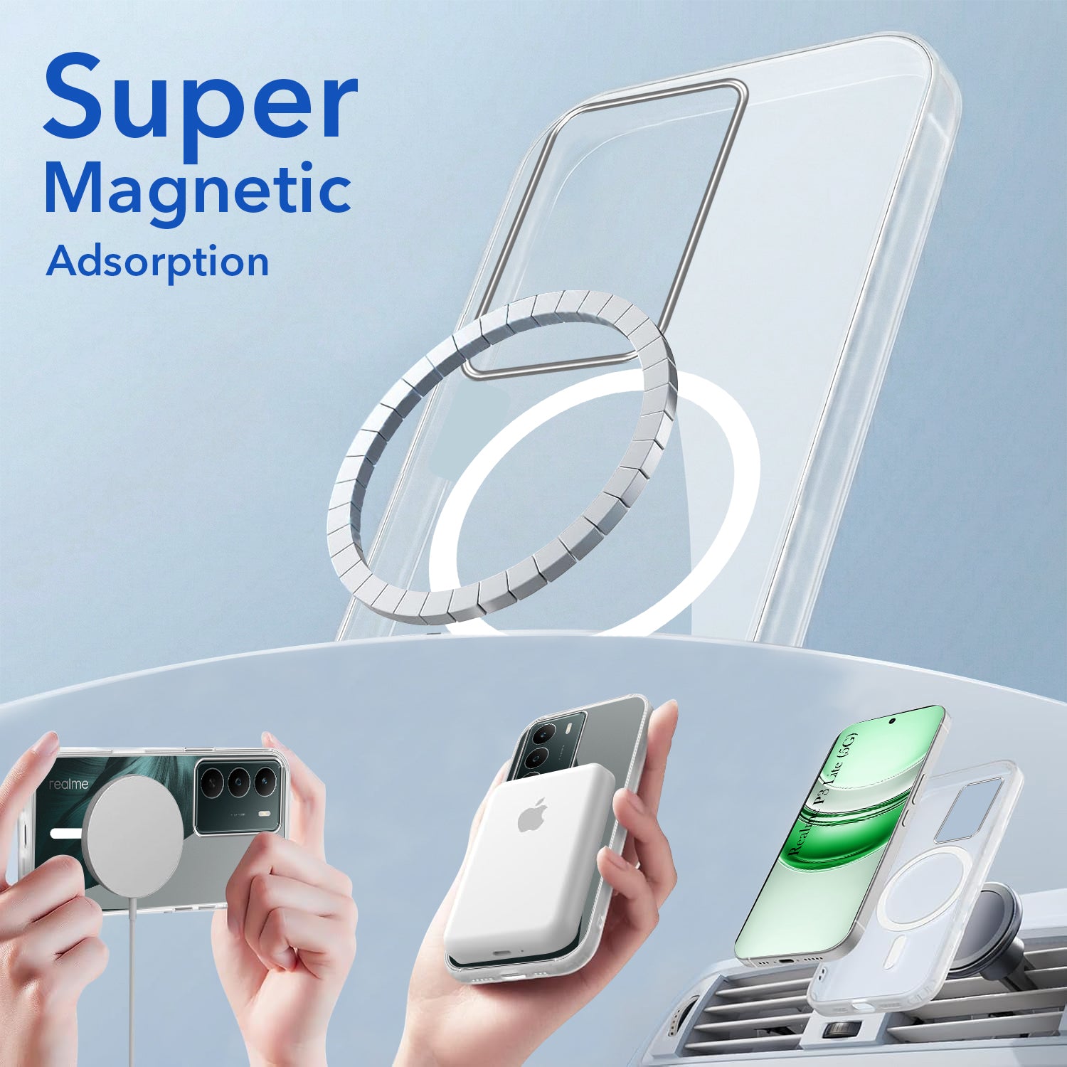 For Realme P3 lite Back Cover Case Lifetime Anti-Yellow MagSafe Compatible Clear (Sleek Hard Crystal | Shockproof and Camera Protection)