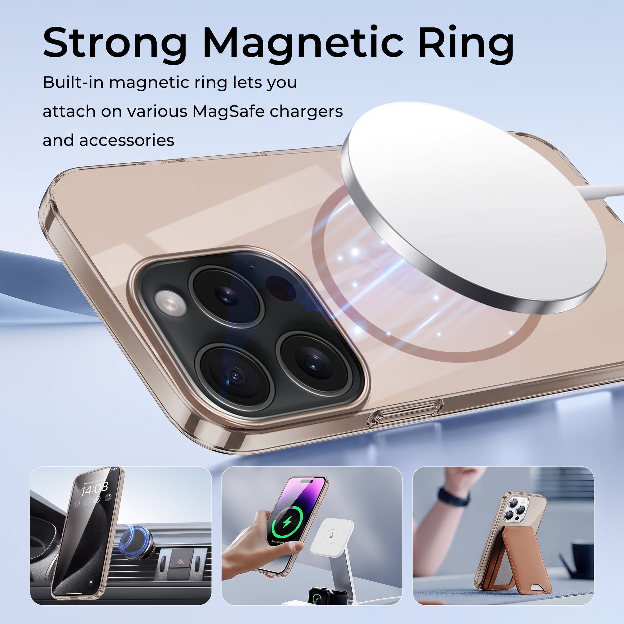 For Apple iPhone 15 Pro Max Back Case Cover Crystal Anti Yellow (Unbreakable PC | MagSafe Wireless Charging Support |Camera Protection Bump)