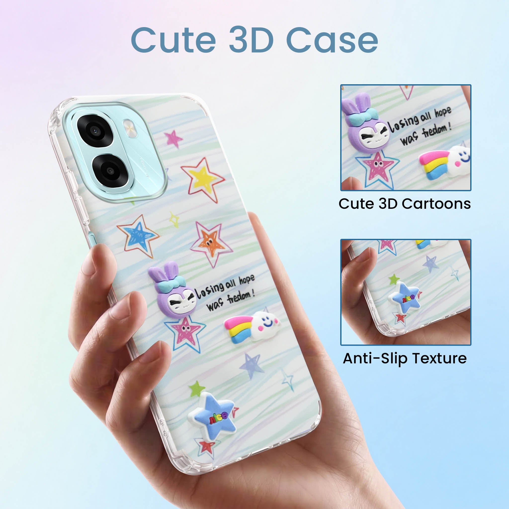 For Oppo A6X | Oppo A6S Back Cover Case (3D Cute Cartoons | Hard Back Side Soft | Matte Premium Finish | HD Printing)