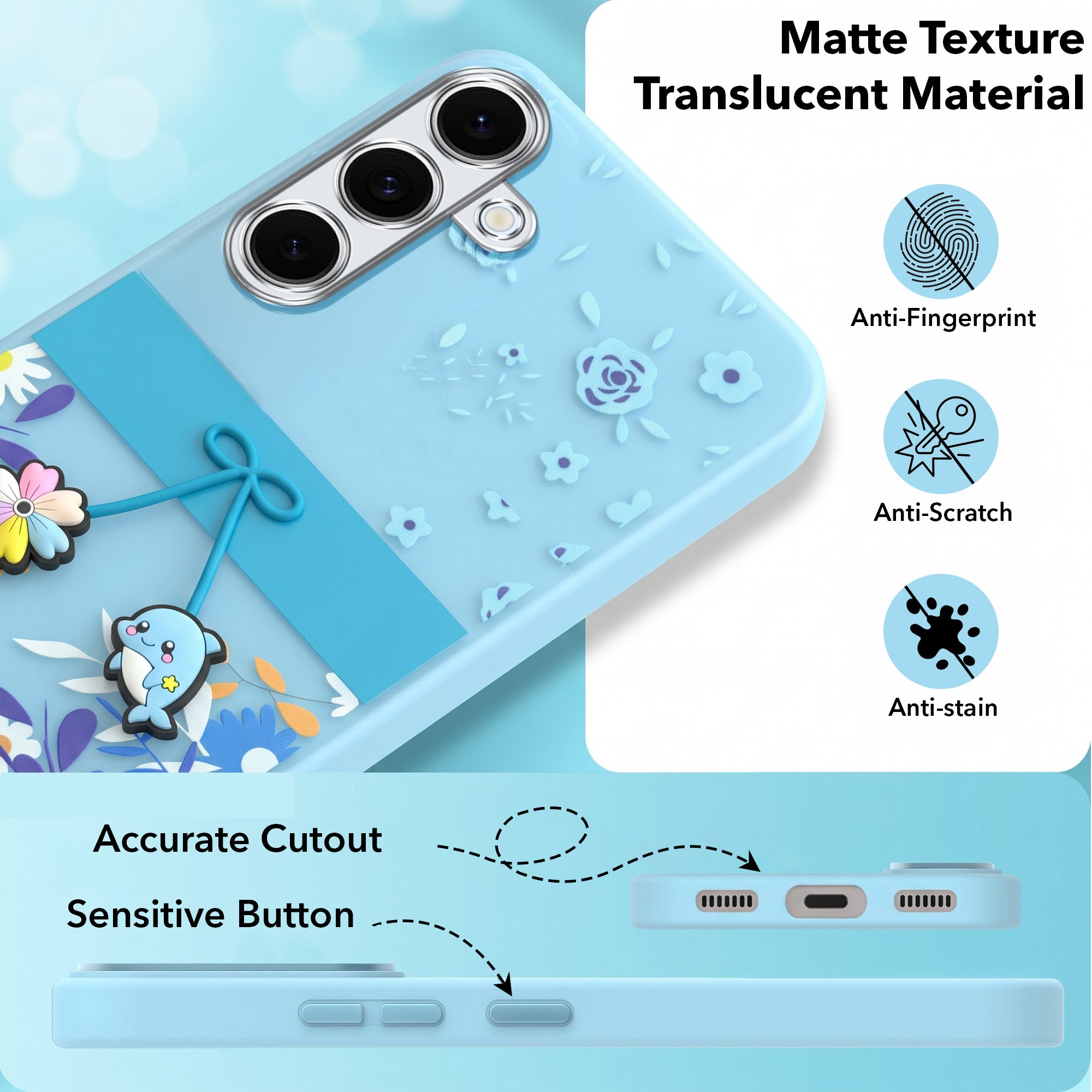 For Samsung Galaxy S24 FE Back Cover Case (3D Cute Cartoons | Hard Back Side Soft | Matte Premium Finish | HD Printing)
