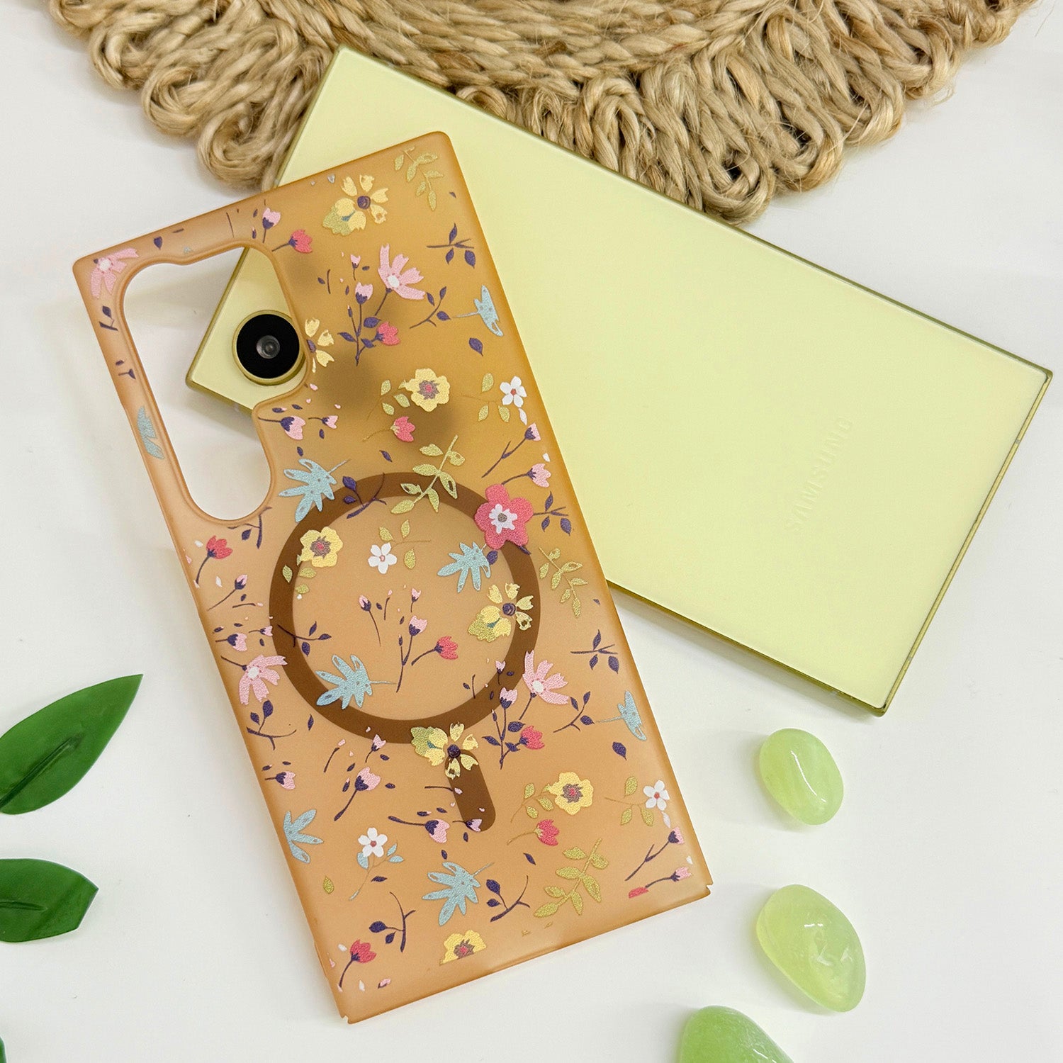 For Samsung Galaxy S24 Ultra Back Cover Case (Cute Floral Design | Flower Print for Girls | MagSafe Compatible Wireless Charging)