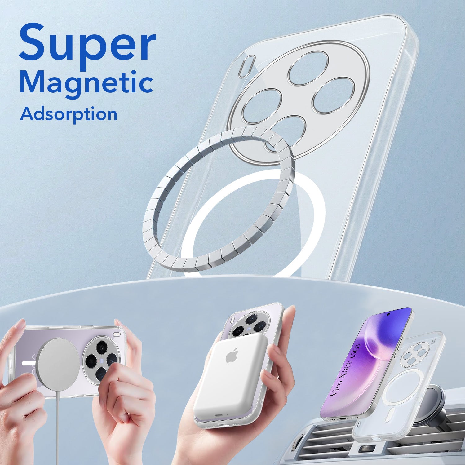For Vivo X300 5G Back Cover Case Lifetime Anti-Yellow MagSafe Compatible Clear (Sleek Hard Crystal | Shockproof and Camera Protection)