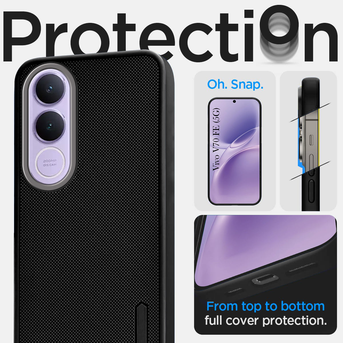 For Vivo V70 FE 5G Back Cover Case Rubberised (Textured Grip Design | Micro-Fiber Cloth Inside | Slim and Light Weight | Soft Touch and Feel)