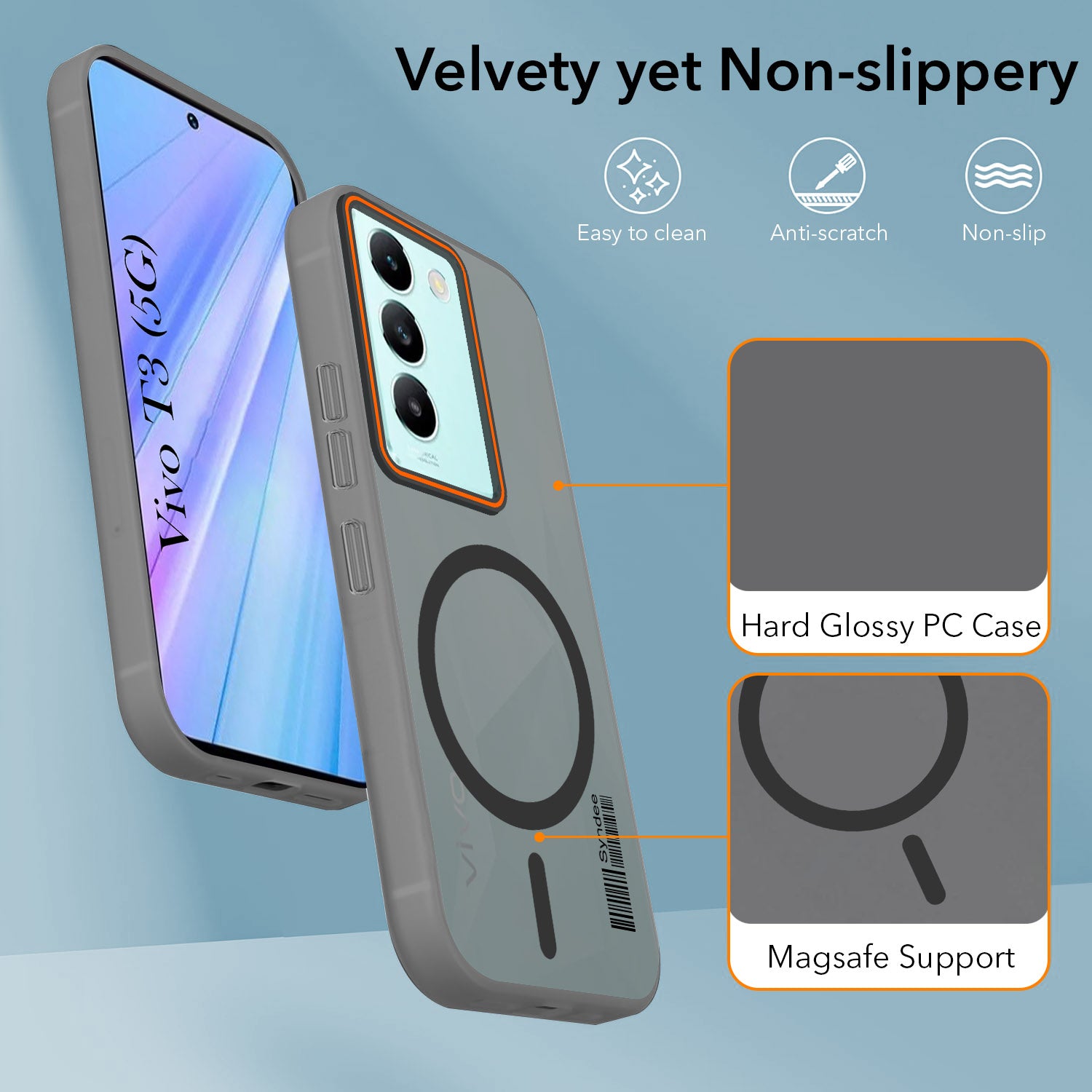 For Vivo T3 5G Back Cover Case (Soft Touch | Camera Bump Protection | MagSafe Compatible | Matte Finish)