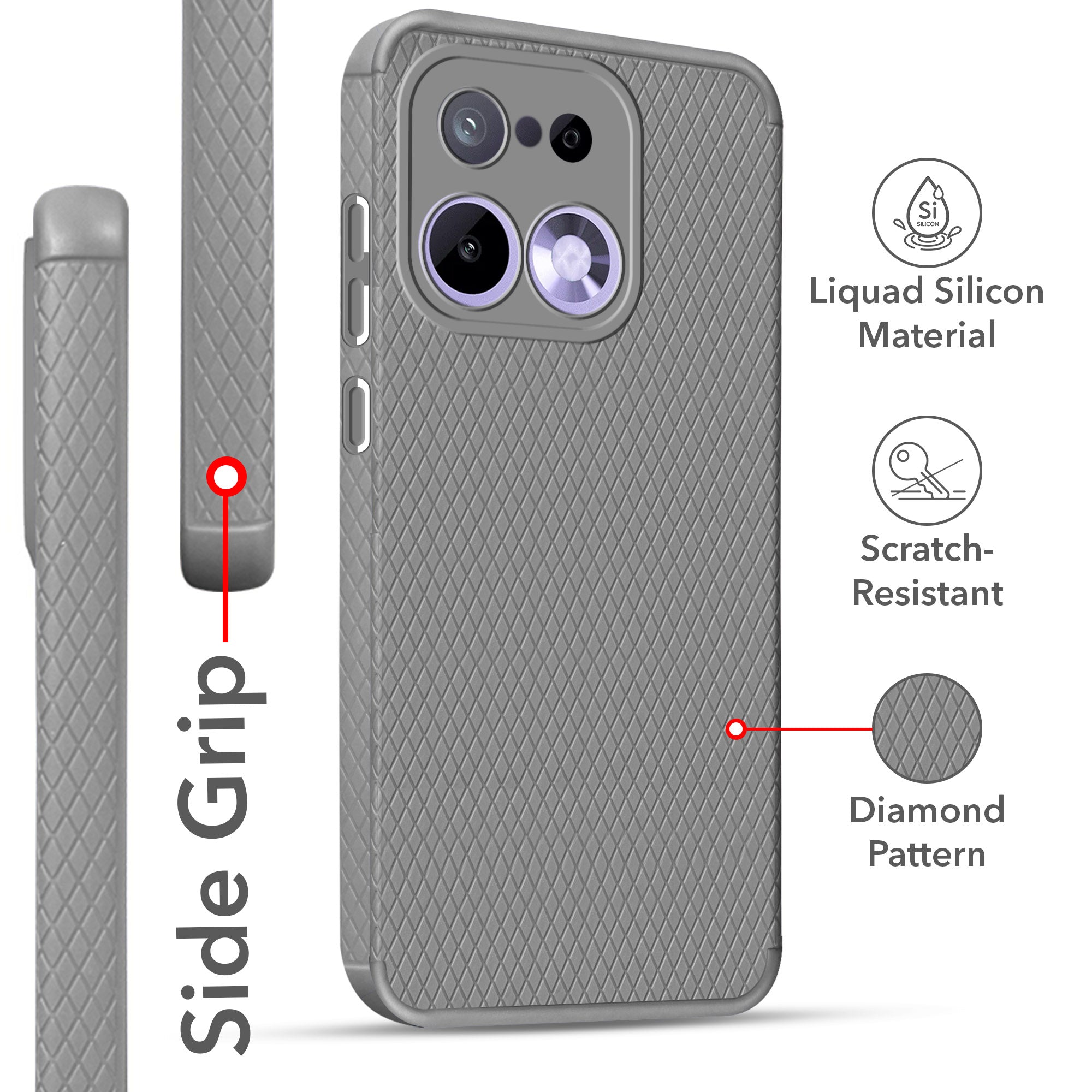 For Realme 16 Pro Back Cover Case Liquid Silicone (Camera Protection | Side Grip Texture | Soft and Flexible)