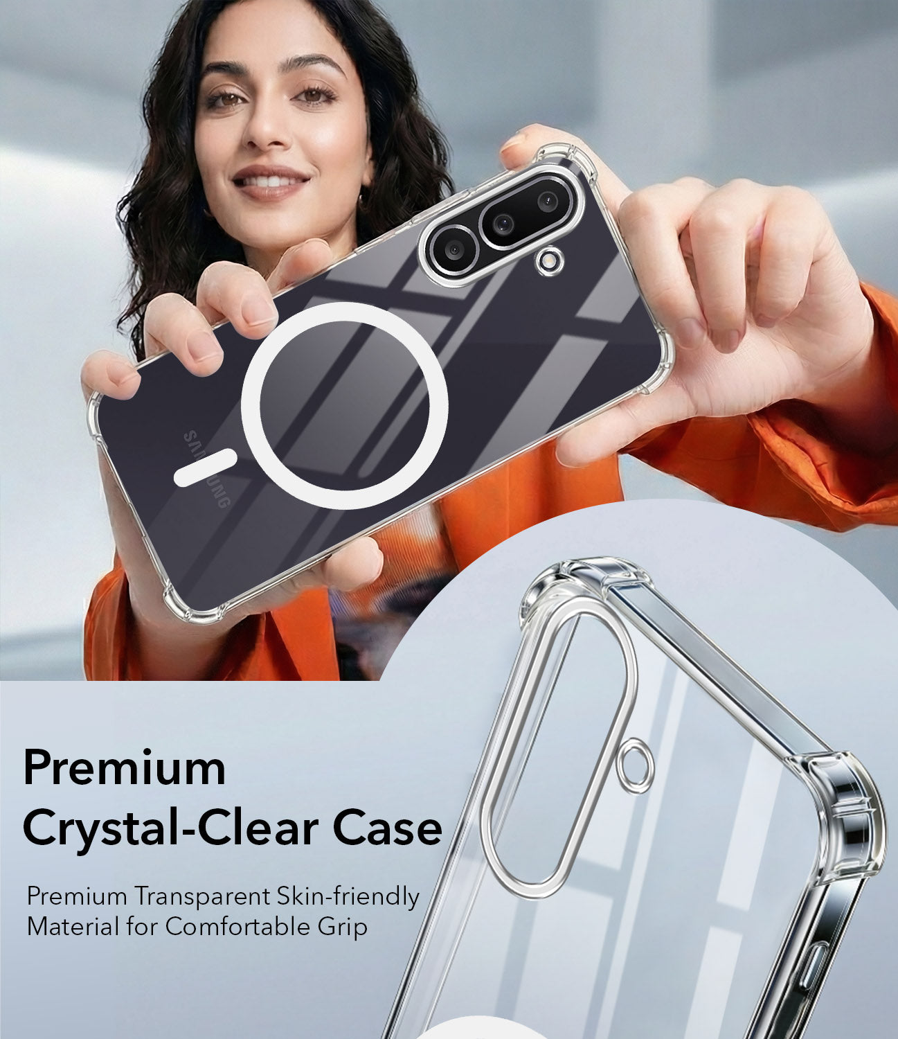 For Samsung Galaxy M56 | Samsung Galaxy F56 Back Cover Shockproof Crystal-Clear (Magsafe Wireless Support | Drop & Camera Protection | Hard Polycarbonate)