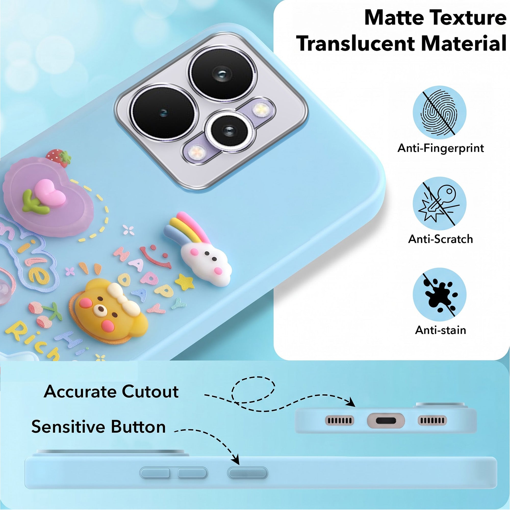 For Realme 15 Pro Back Cover Case (3D Cute Cartoons | Hard Back Side Soft | Matte Premium Finish | HD Printing)