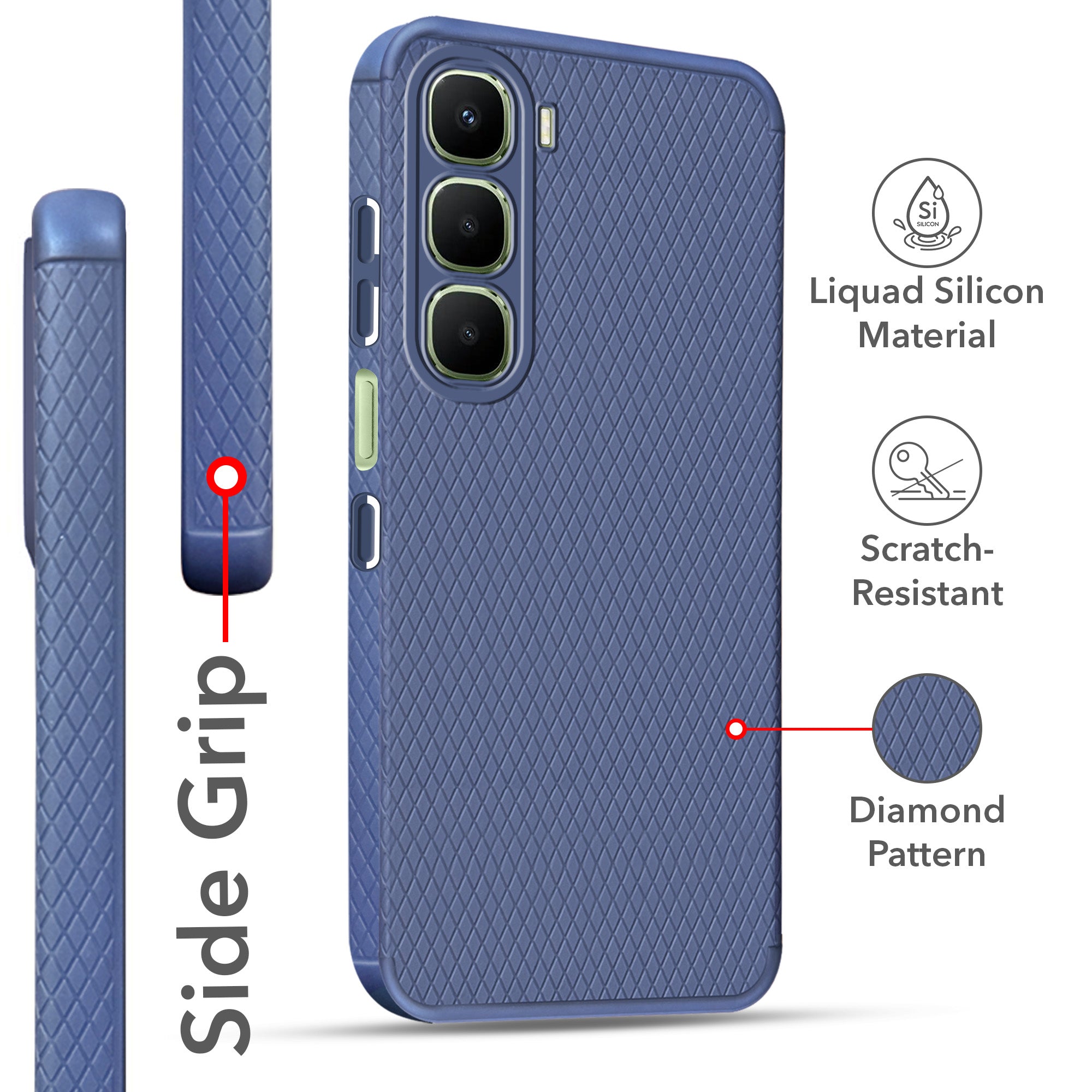 For Infinix Hot 60 5G Back Cover Case (Liquid Silicone | Side Grip | Camera Protection)