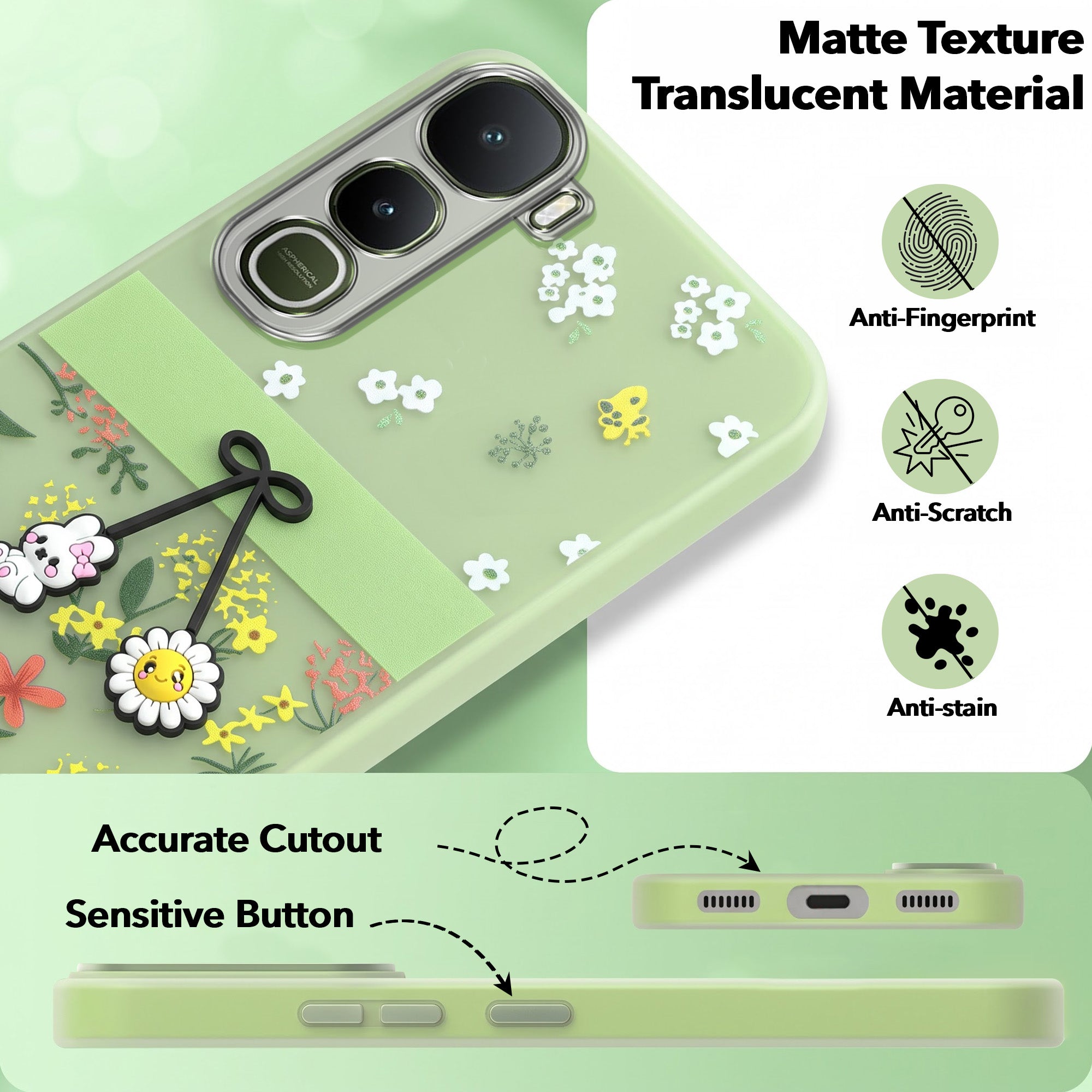 For Vivo Y400 Back Cover Case (3D Cute Cartoons | Hard Back Side Soft | atte Premium Finish | HD Printing)