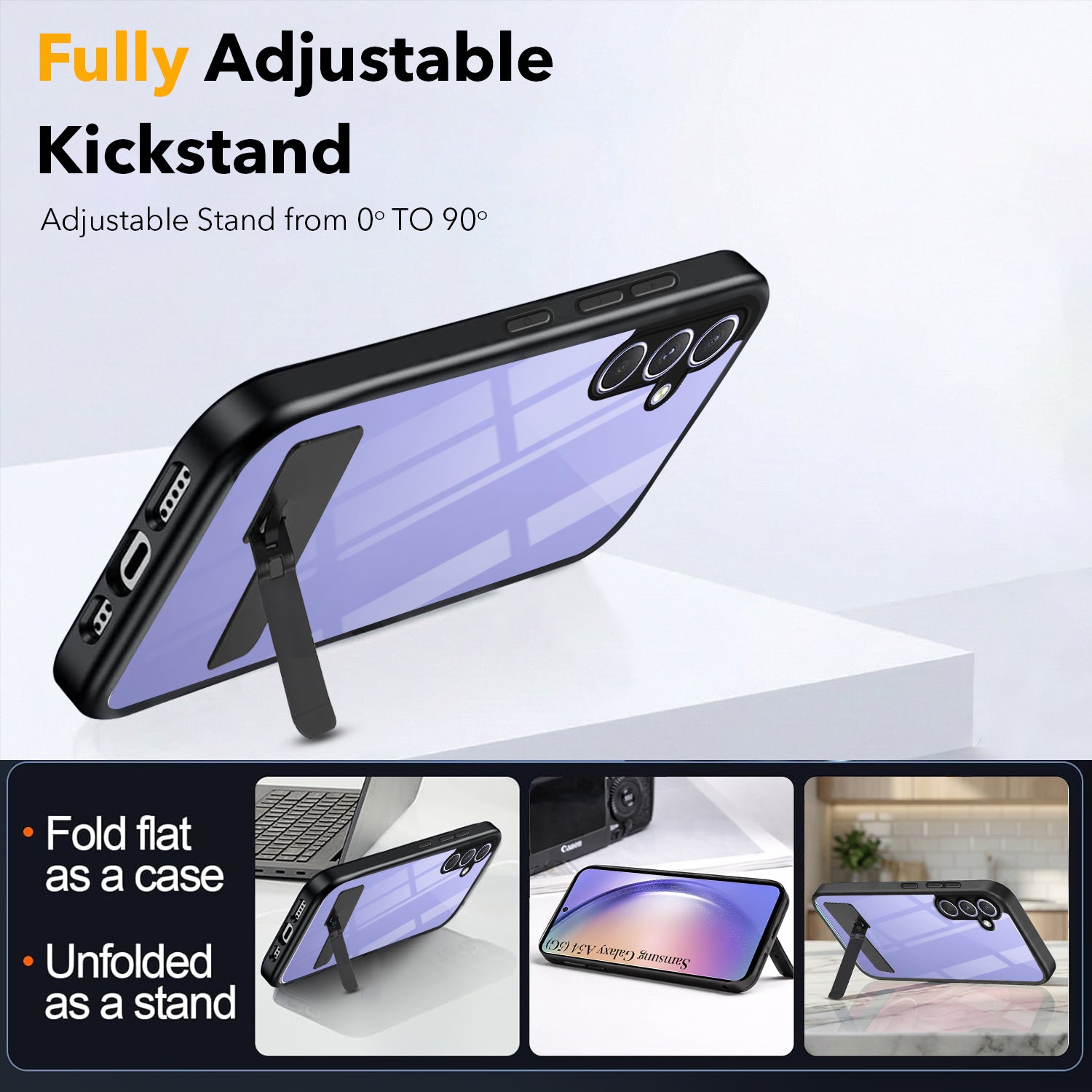 For Samsung Galaxy A54 5G Back Cover Case (Built-in Stand | Lifetime Anti Yellow | Kickstand Shockproof | Camera Protection | MagSafe Compatible)
