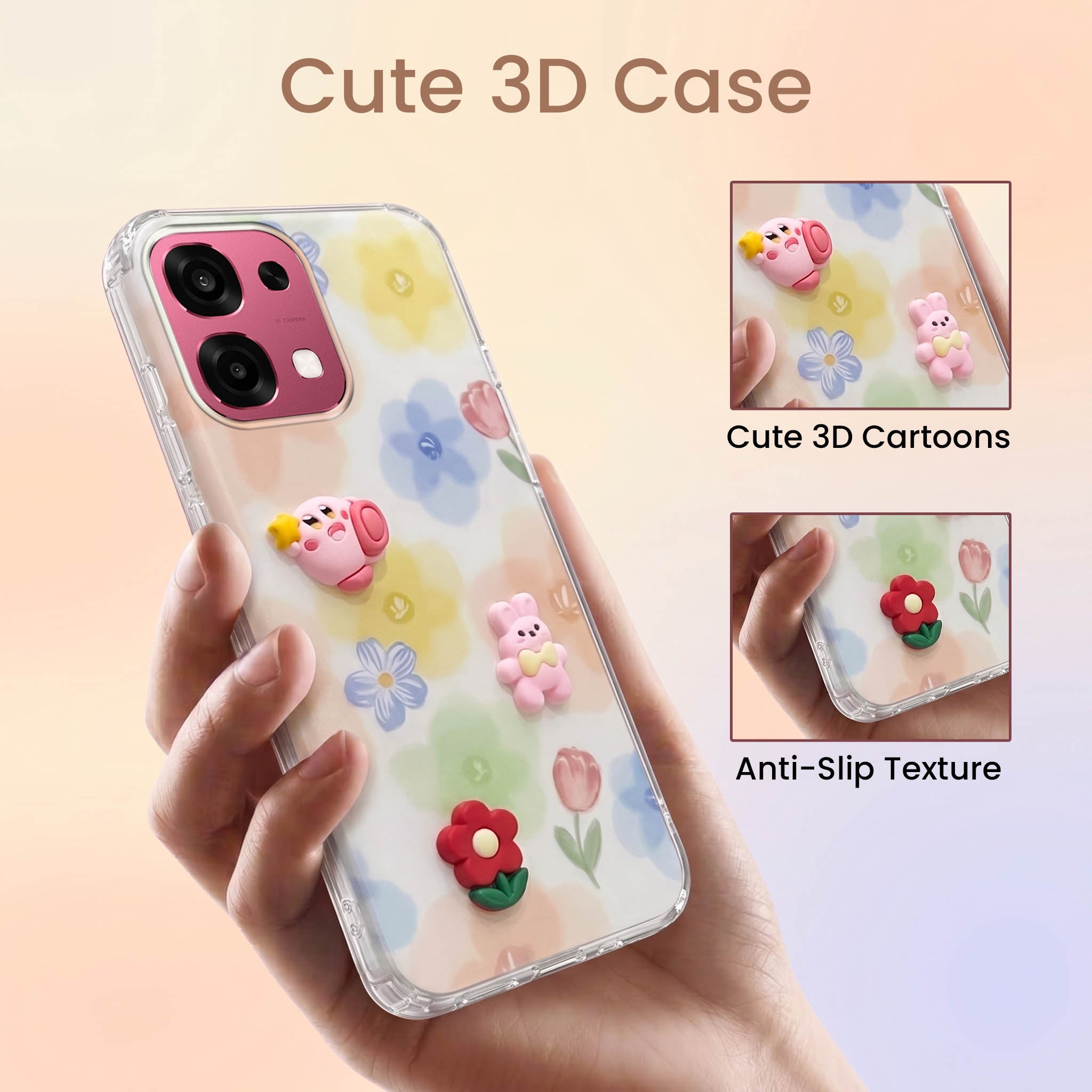For Oppo F31 5G | Oppo F33 5G Back Cover Case (3D Cute Cartoons | Hard Back Side Soft | Matte Premium Finish | HD Printing)