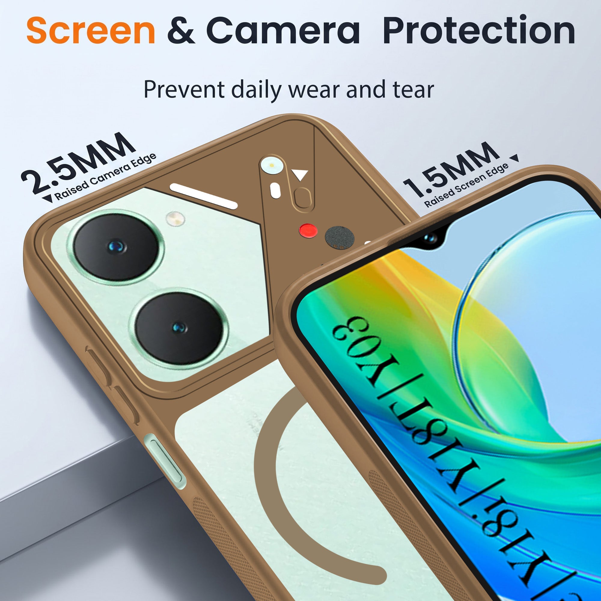 For Y18 | Vivo Y18e | Vivo Y03 | Vivo Y18i | Vivo Y18T Back Cover Case Lifetime Anti-Yellow Clear (Camera Protection | Side Grip | Wireless MagSafe Compatible)