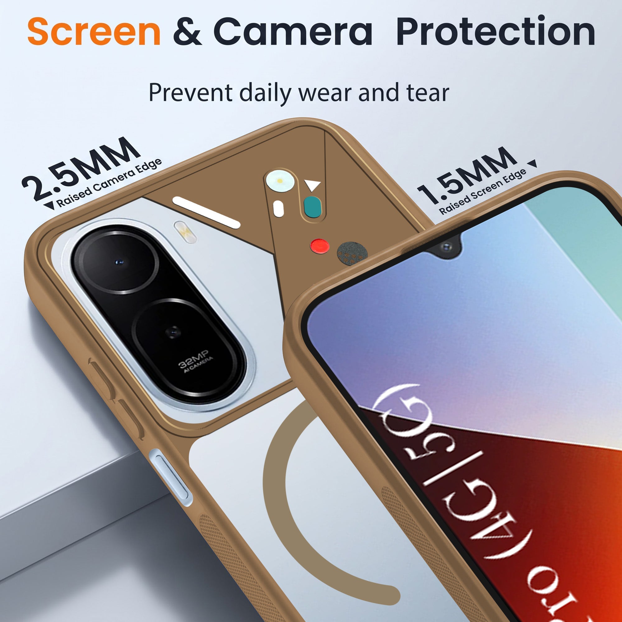 For Redmi A7 Pro 4G|5G Back Cover Case Lifetime Anti-Yellow Clear (Camera Protection | Side Grip | Wireless MagSafe Compatible)