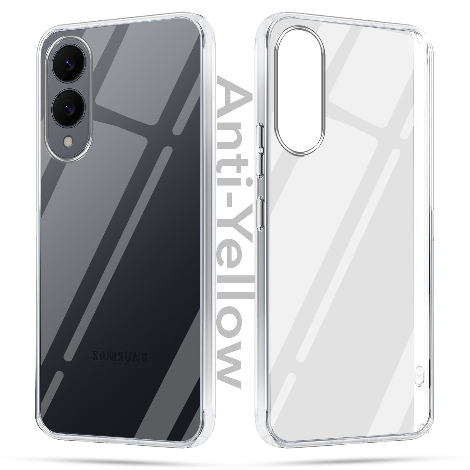 For Samsung Galaxy S25 Edge Combo with Back Cover and 9H Tempered Glass (Lifetime Anti-Yellow | Sleek Hard Crystal | Oleophobic Coating Screen Glass)