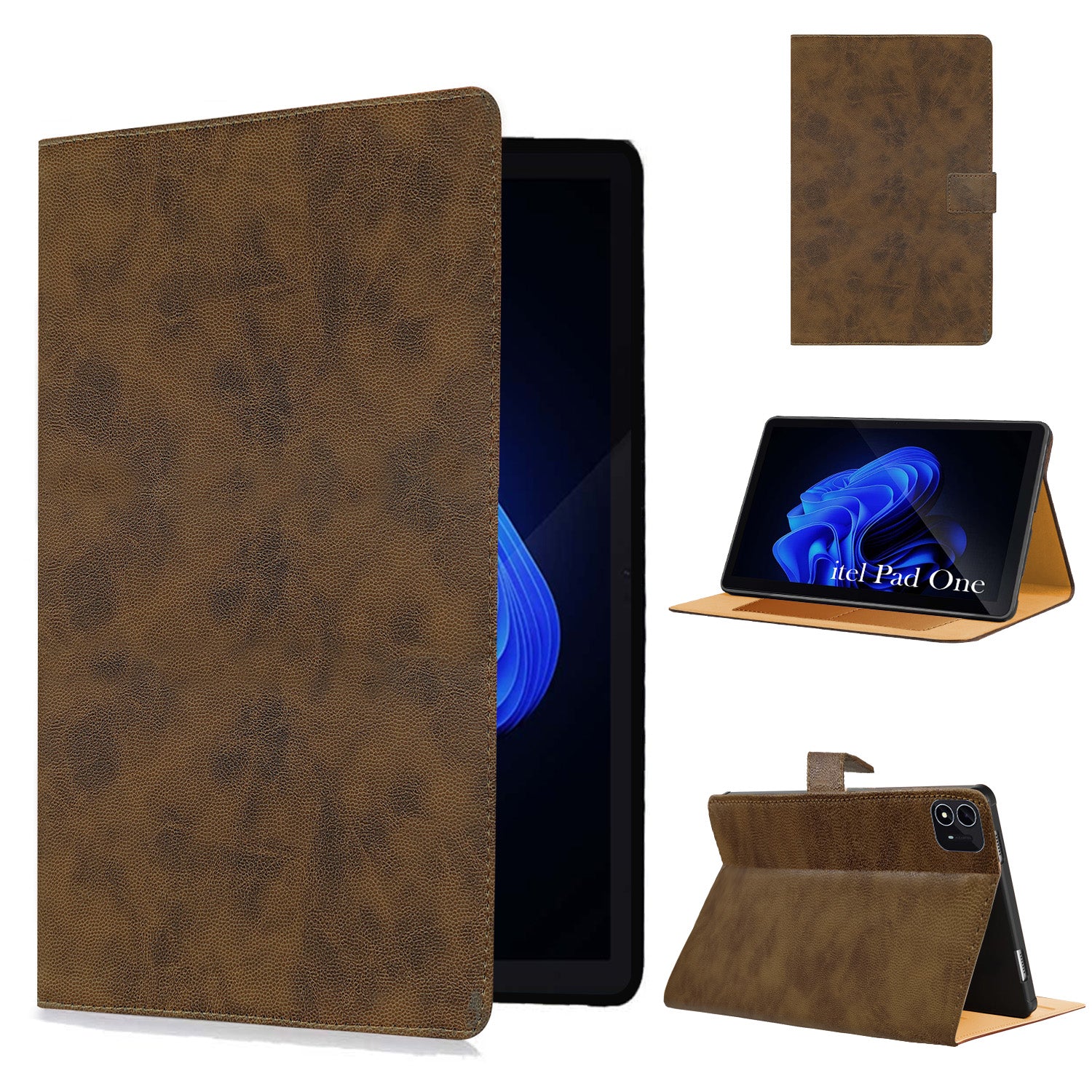 For Itel Pad One 10 Inch Flip Cover Folio Cover (PU Leather | Multi-Angle Smart Stand | Card Storage Slots | Silicone Back Pouch)
