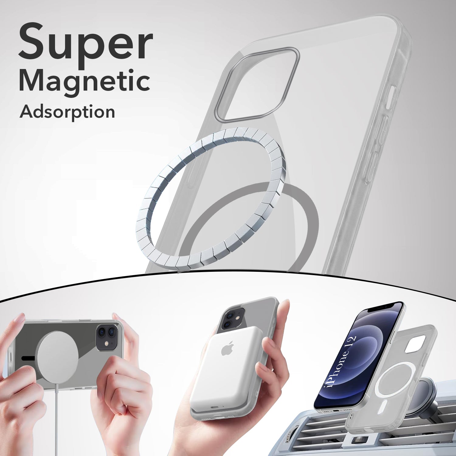 For Apple iPhone 12 Back Case Cover Lifetime Anti-Yellow MagSafe Compatible Clear (Sleek Hard Crystal | Camera Protection and Shockproof)