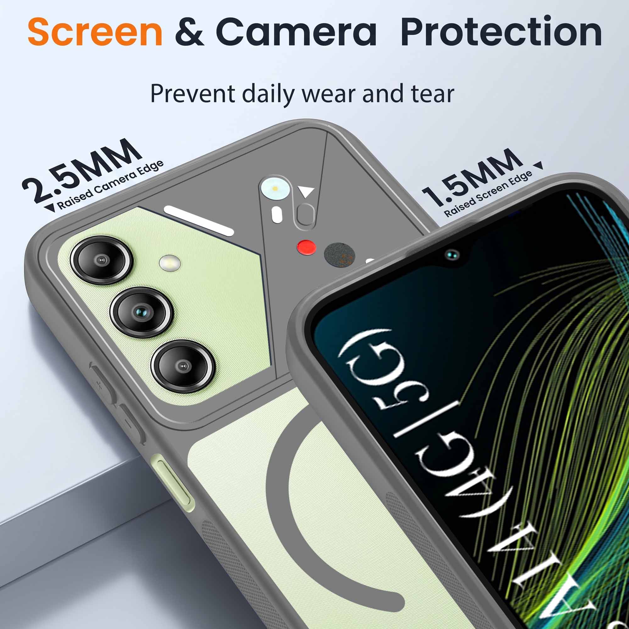 For Samsung Galaxy A14 4G | 5G Back Cover Case Lifetime Anti-Yellow Clear (Camera Protection | Side Grip | Wireless MagSafe Compatible)