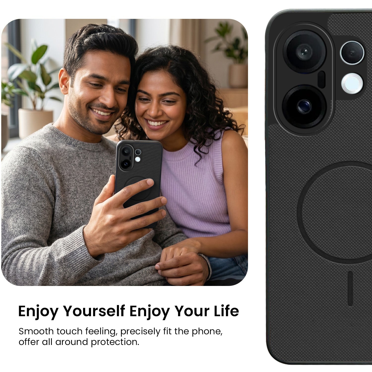 For Vivo X200 FE Back Cover Case PU Leather (Texture Grip Design | Professional Minimalist | Camera Protection | Soft and Flexible)