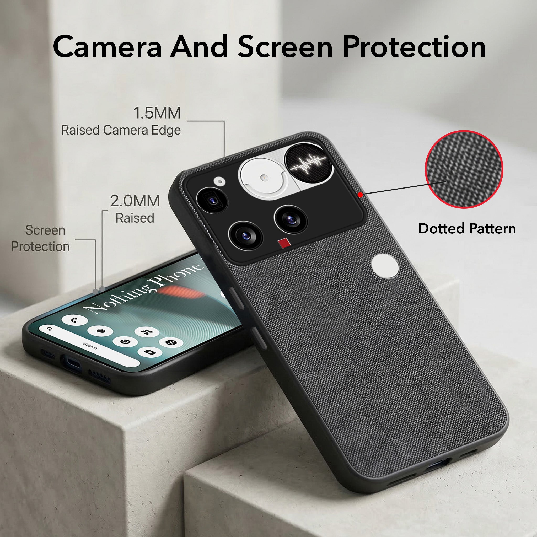 For Nothing Phone 3 Combo (Textured Grip Design | Micro-Fiber Cloth Inside | Oleophobic Coating Screen Glass)
