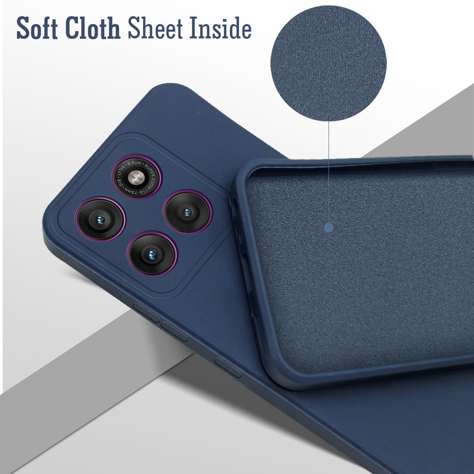 For Motorola Moto Edge 60 Pro Back Cover Case (Matte Finish Silicone with Inside Fiber Cloth)