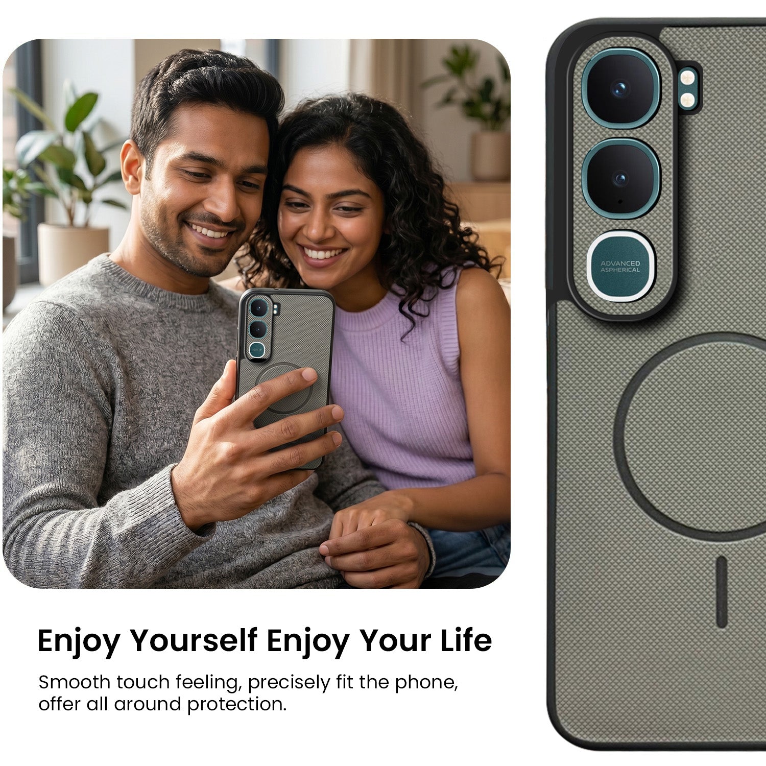 For Vivo Y31 5G Back Cover Case PU Leather (Texture Grip Design | Professional Minimalist | Camera Protection | Soft and Flexible)