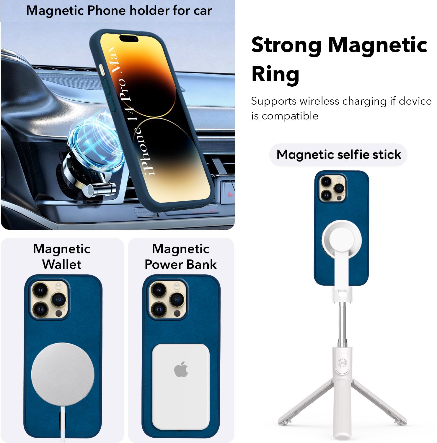 For Apple iPhone 14 Pro Max Back Cover Case Leather Finish(MagSafe Compatible Wireless Charging | Soft Touch | Camera Bump Protection)