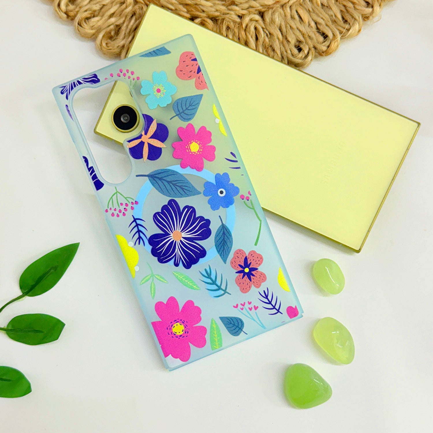 For Samsung Galaxy S23 Ultra Back Cover Case (Cute Floral Design | Flower Print for Girls | MagSafe Compatible Wireless Charging)