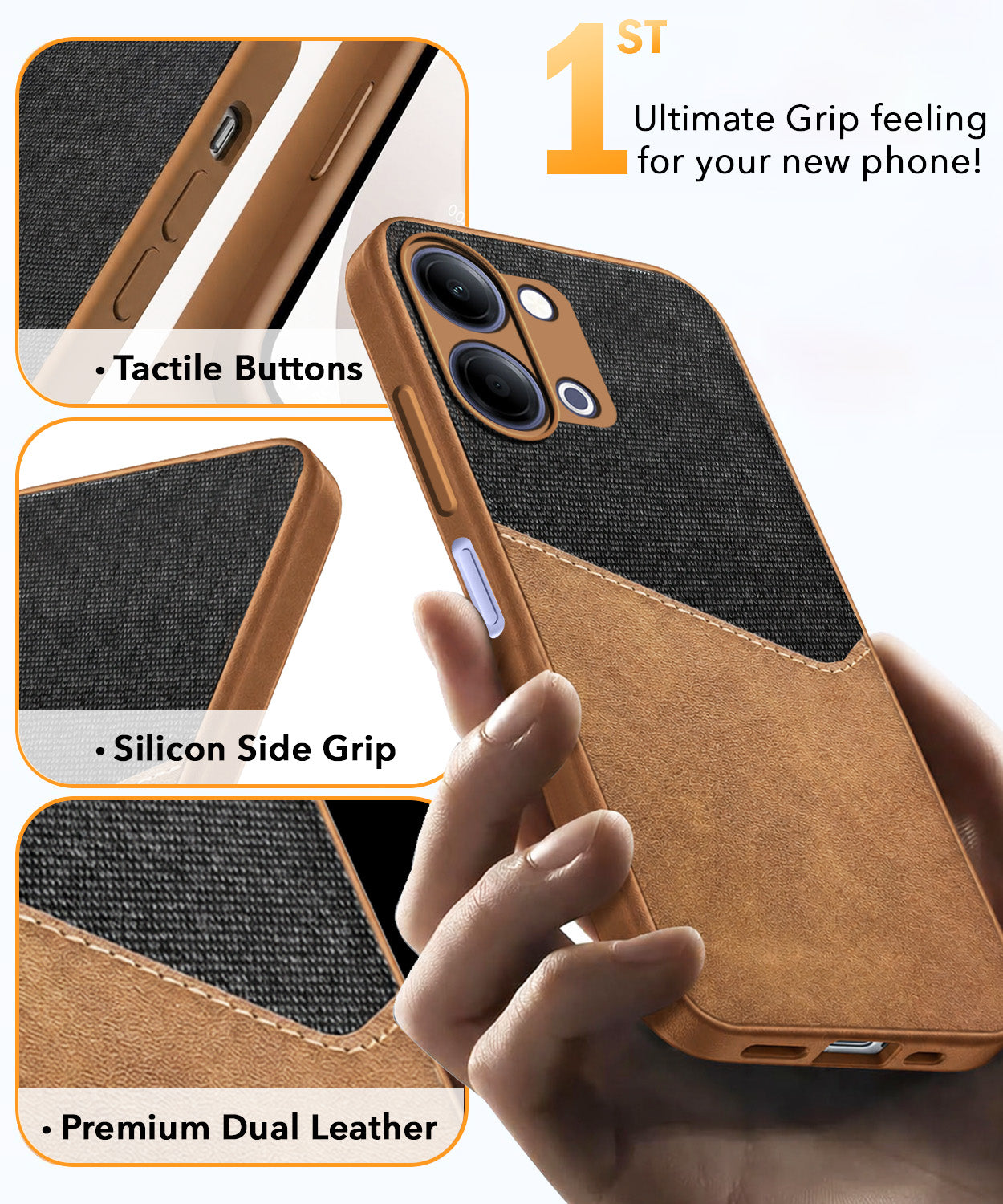 For Vivo Y11 | Vivo Y21 5G Back Cover Case (Dual PU Leather Stitch | Professional Minimalist | Soft and Flexible)