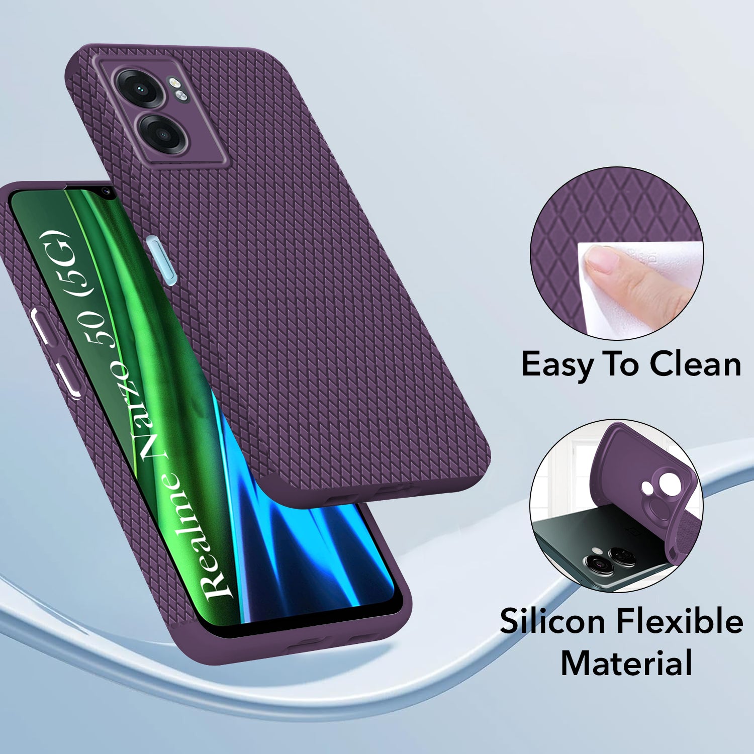 For Realme Narzo 50 5G Back Cover Case  (Liquid Silicone | Side Grip | Camera Protection)
