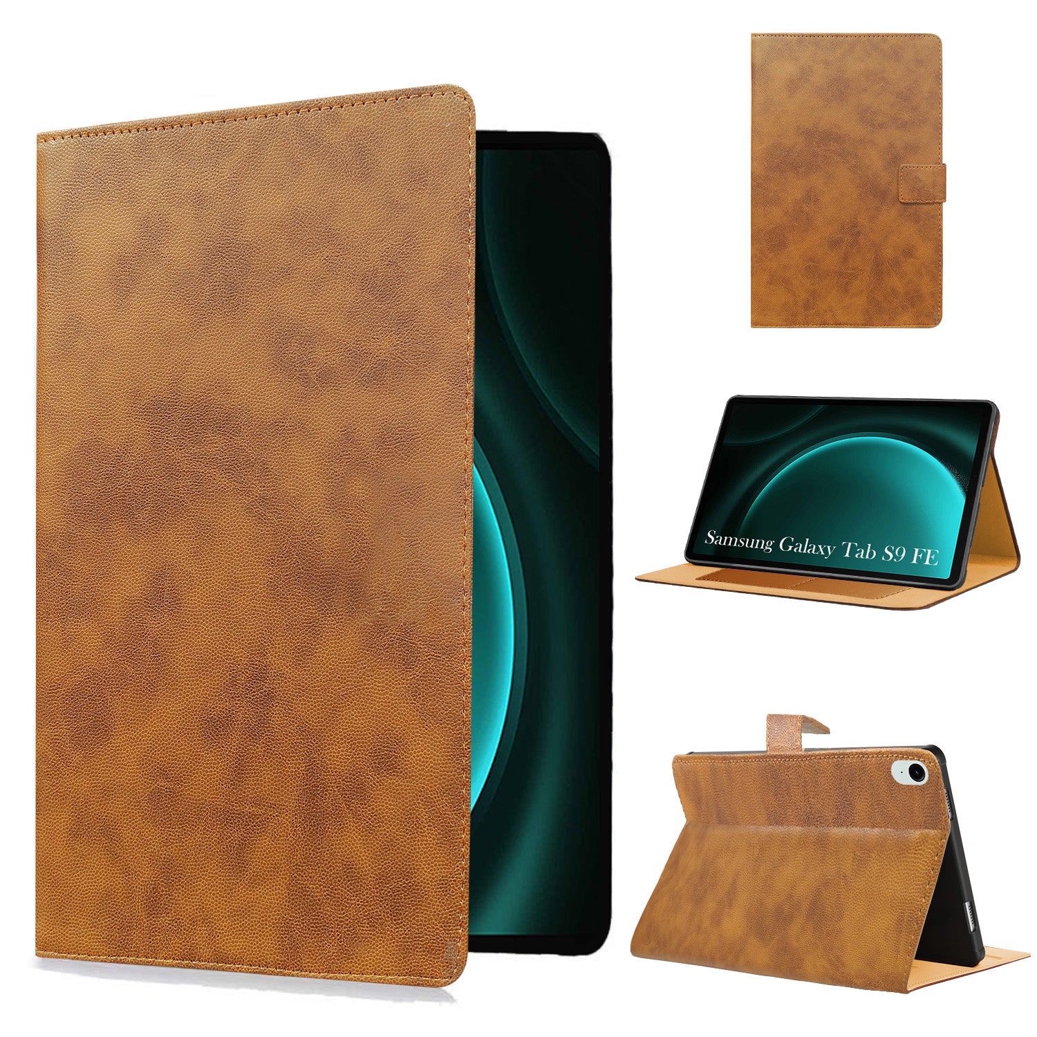 For Samsung Galaxy Tab S9 FE X510 Flip Cover Folio Cover (PU Leather | Multi-Angle Smart Stand | Card Storage Slots | Silicone Back Pouch)