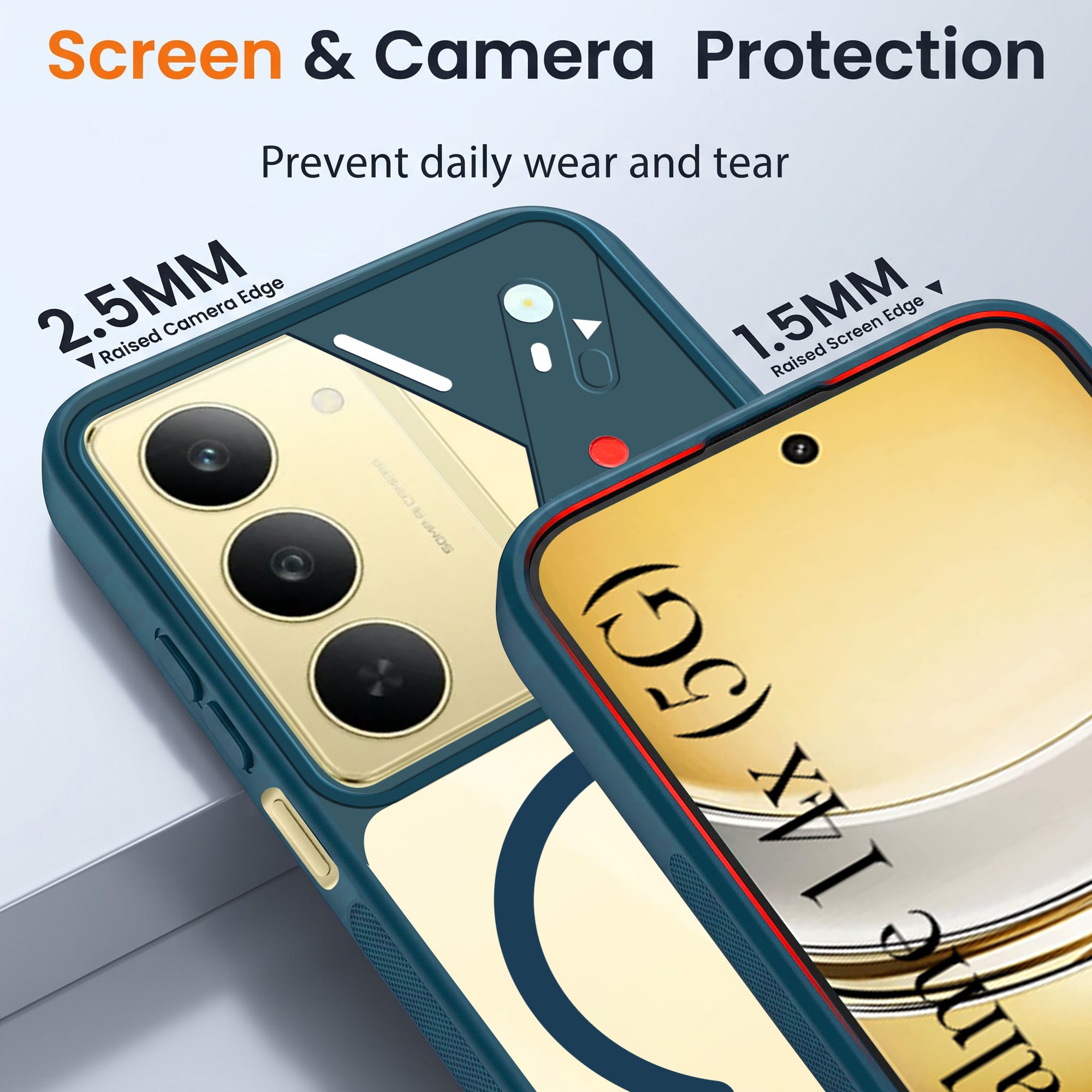 For Realme 14X Back Cover Case Lifetime Anti-Yellow Clear (Camera Protection | Side Grip | Wireless MagSafe Compatible)