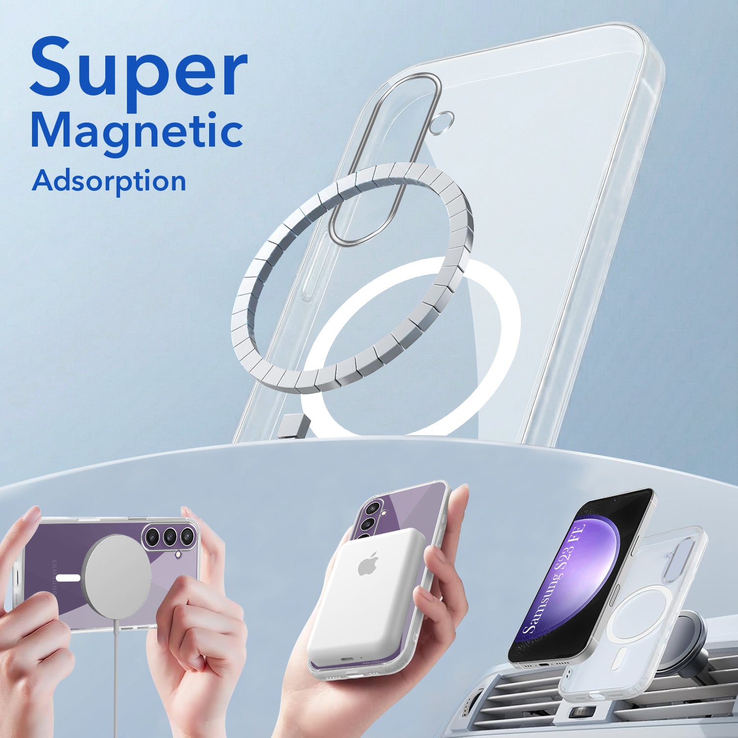 For Samsung Galaxy S23 FE 5G Back Cover Case Lifetime Anti-Yellow MagSafe Compatible Clear (Sleek Hard Crystal | Shockproof and Camera Protection)