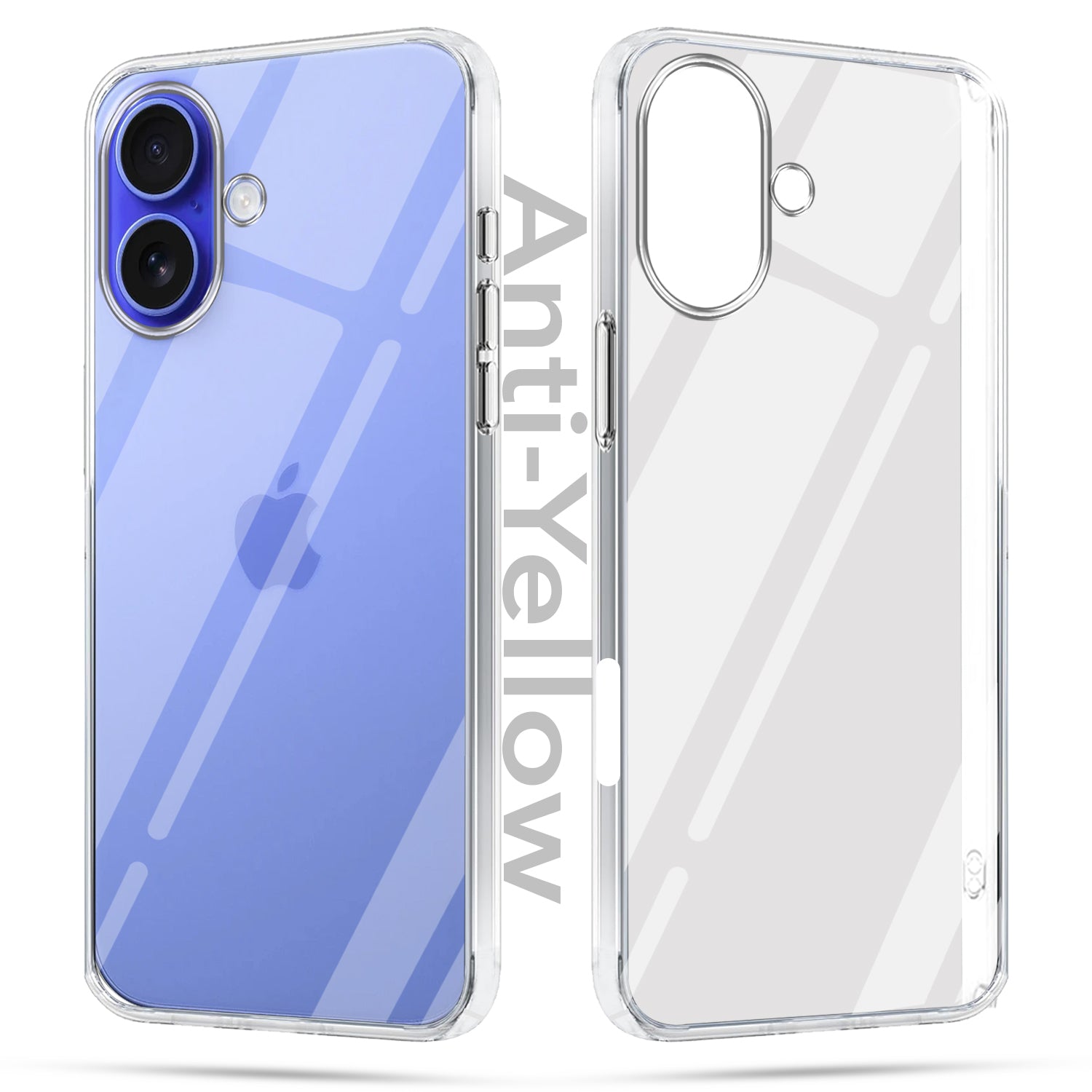 For Apple iPhone 16 Combo with Back Cover and 9H Tempered Glass (Lifetime Anti-Yellow | Sleek Hard Crystal | Oleophobic Coating Screen Glass)