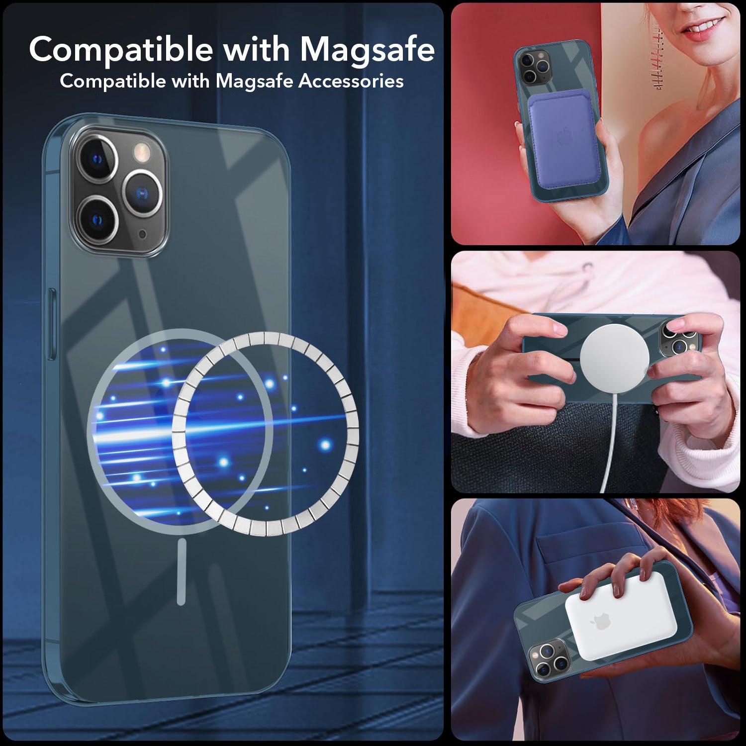 For Apple iPhone 11 Pro Max Back Cover Case Crystal Anti Yellow (MagSafe Wireless Charging Support |Camera Protection Bump)