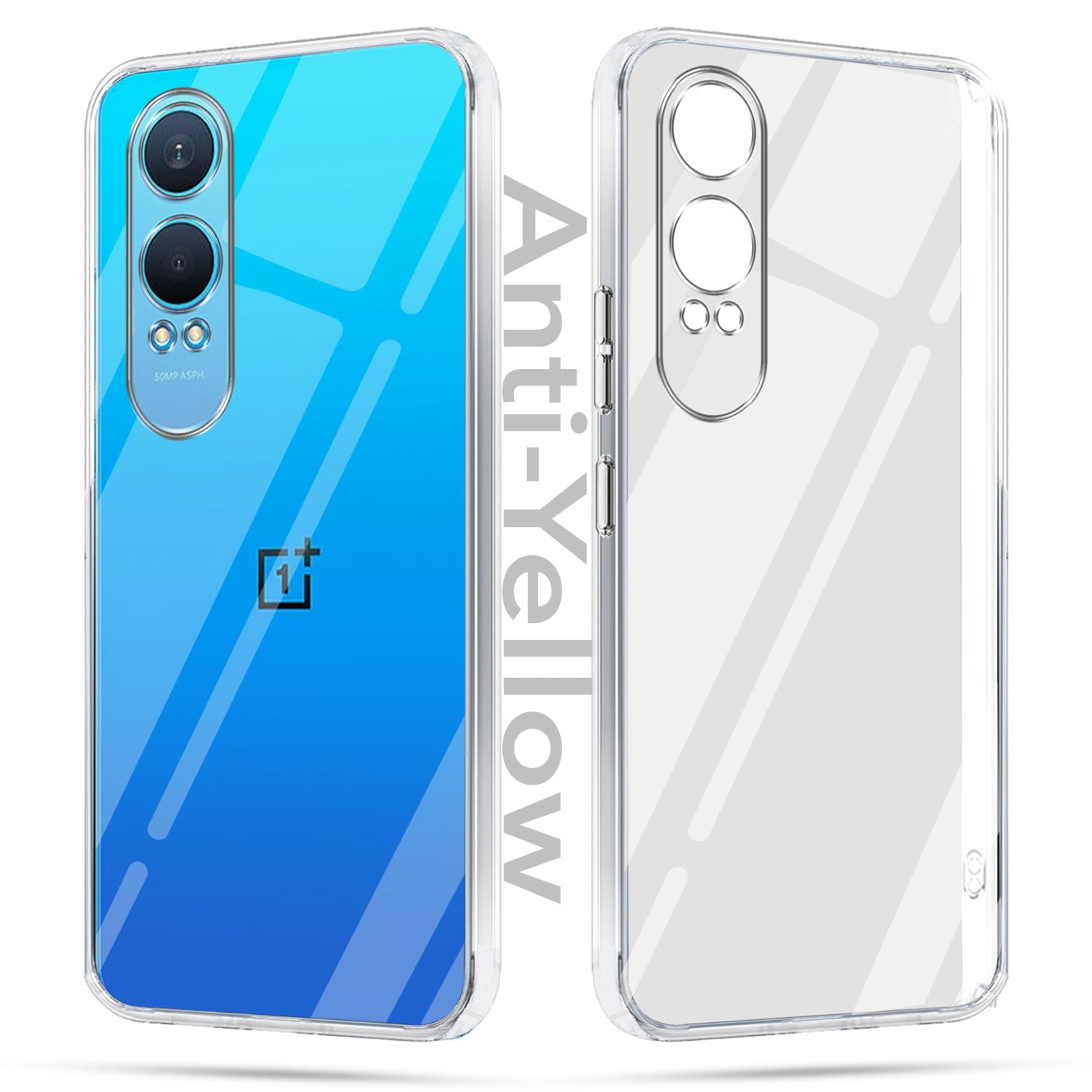 For OnePlus Nord CE 4 Lite Combo with Back Cover and 9H Tempered Glass (Lifetime Anti-Yellow | Sleek Hard Crystal | Oleophobic Coating Screen Glass)